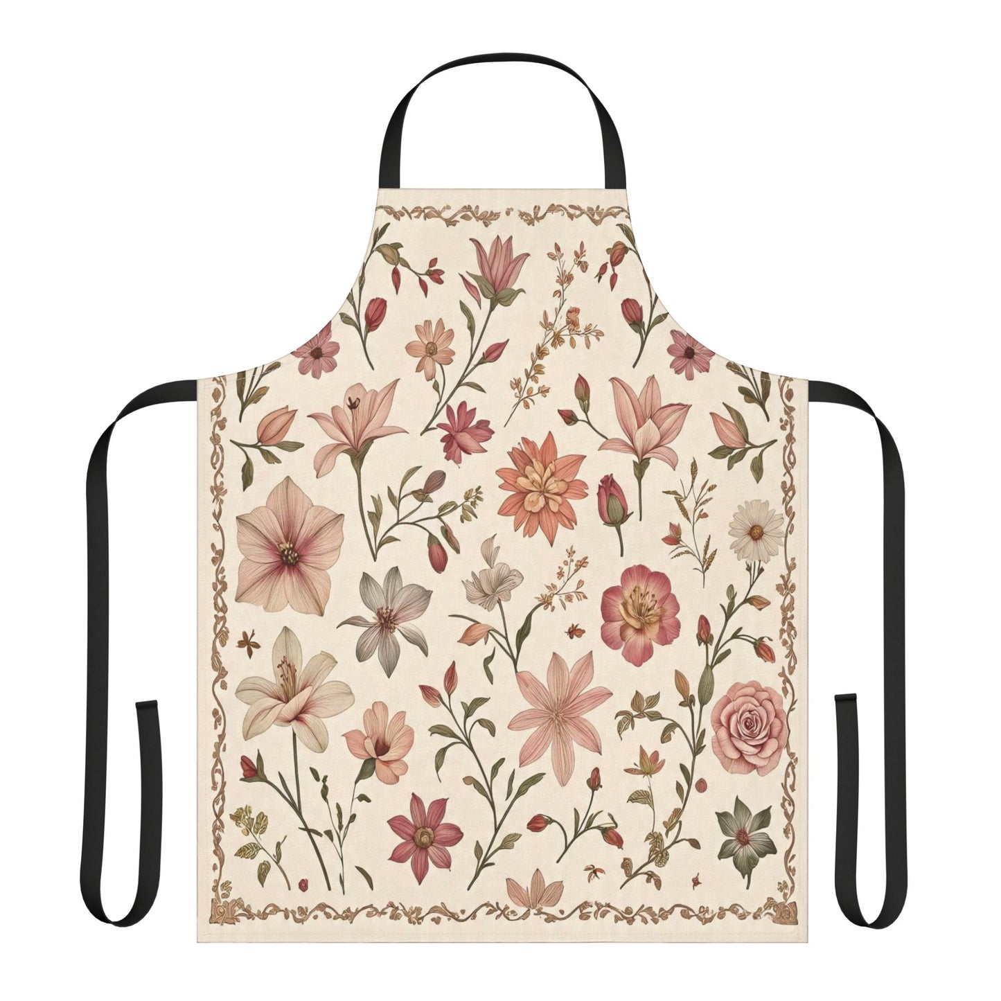 Floral Apron with 5-Color Straps, Perfect for Cooking, Baking, Gardening, Unique Gift for Chefs, Mother’s Day, Housewarming