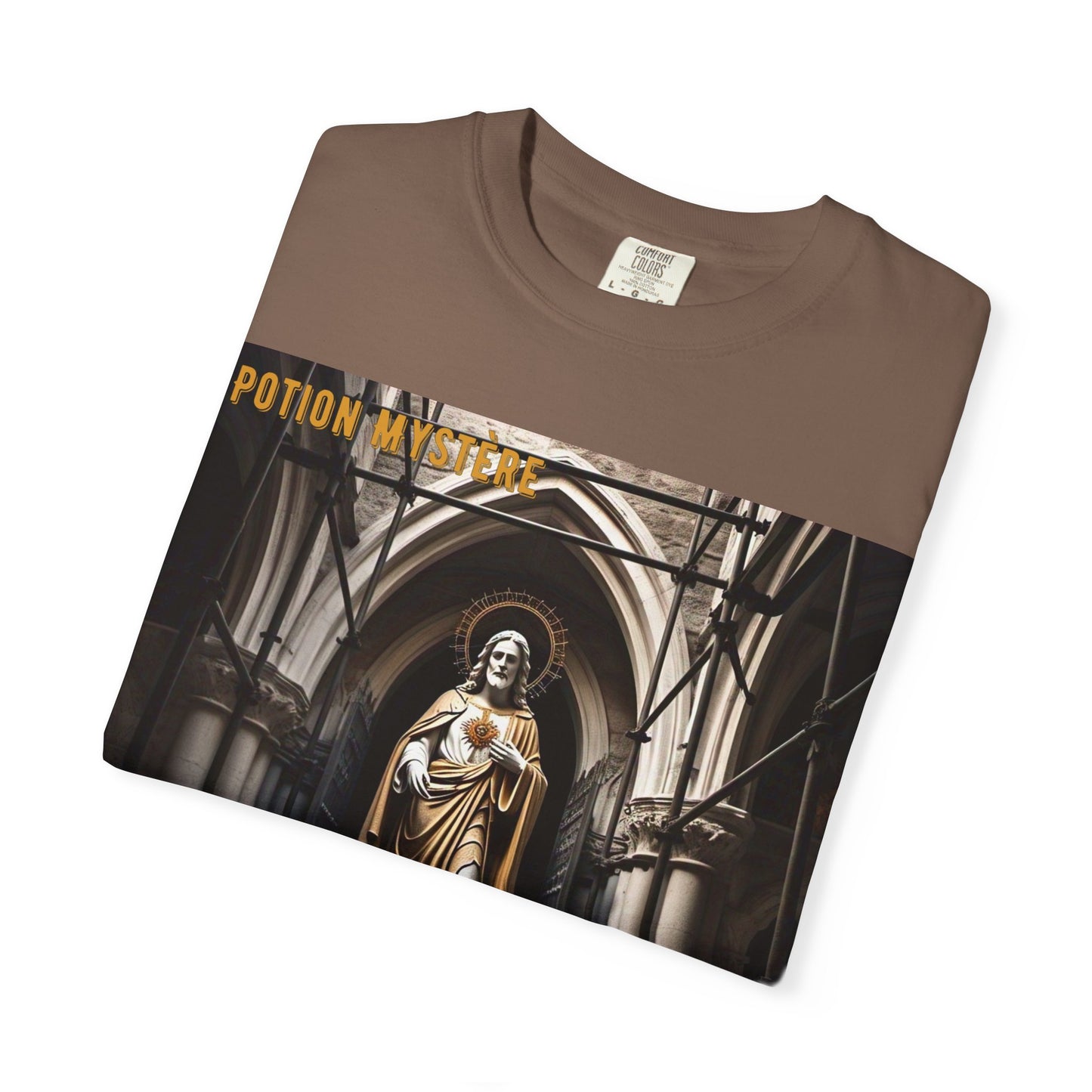 Mystical Potion Jesus Statue T-Shirt - Unisex, Relaxed Fit, Perfect for Festivals, Gifts, Everyday Wear, Unique Art Design