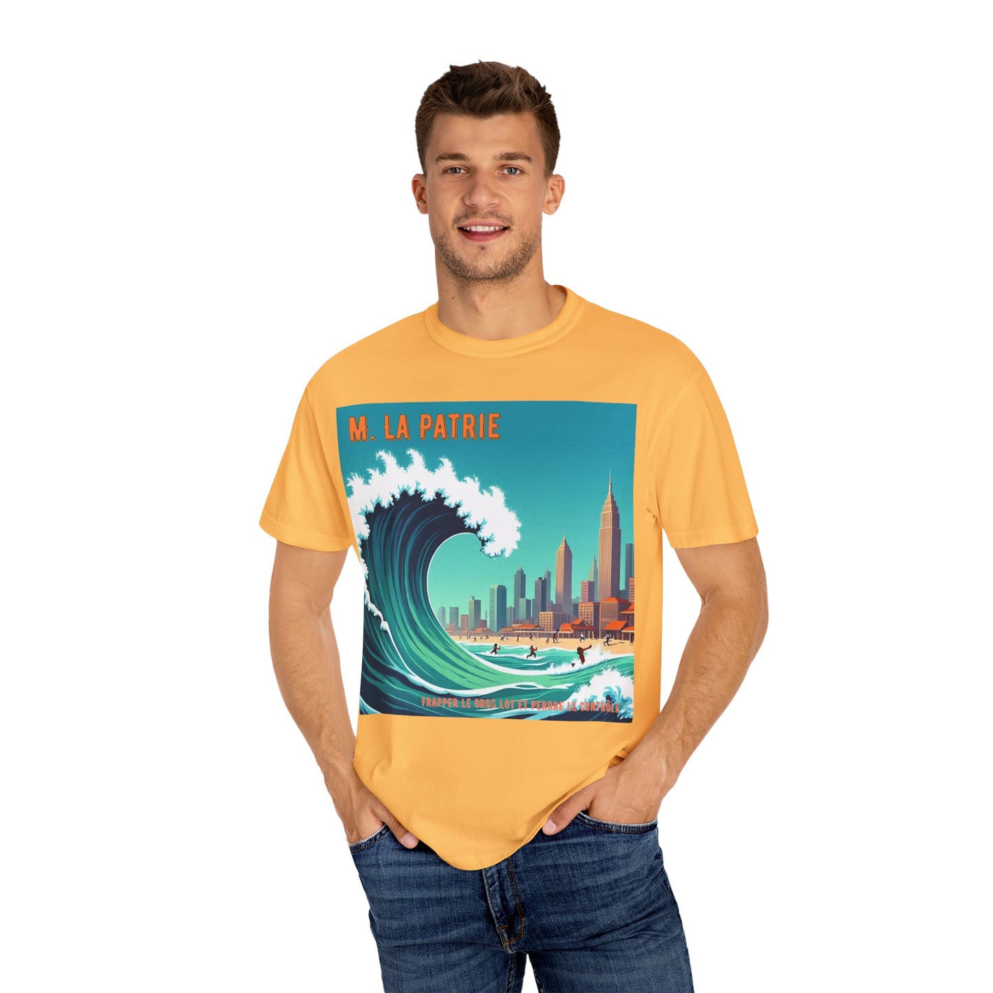 'Frapper Le Gros Lot et Perdre Le Contrôle' de M. La Patrie, Ocean Vibes Graphic T-Shirt - Summer Beach Wear, Casual Fashion, Beach Vacation Gift, Relaxed Fit Tee, Cool Graphic Shirt