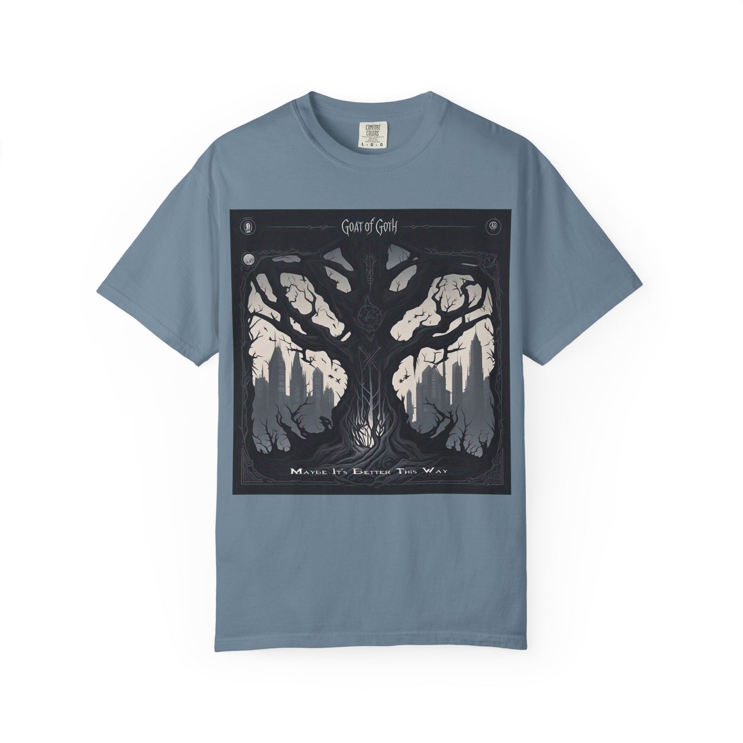 Gothic Tree T-Shirt, GOAT of Goth Unisex Cotton Tee for Nature Lovers, Unique Graphic Tee, Perfect for Festivals, Gift for Adventurers, Eco-Friendly Wear