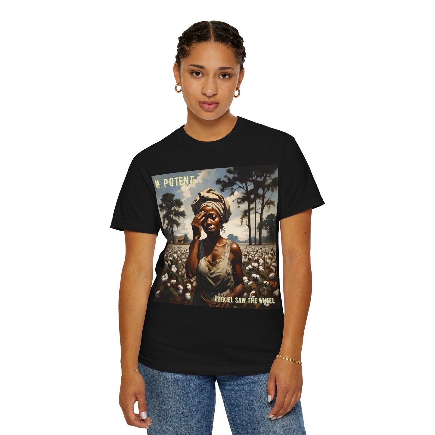 'Ezekiel Saw the Wheel' by M. Potent, Vintage-Inspired Unisex T-Shirt with Artistic Design, Casual Wear, Gift for Art Lovers, Music Events, Everyday Fashion