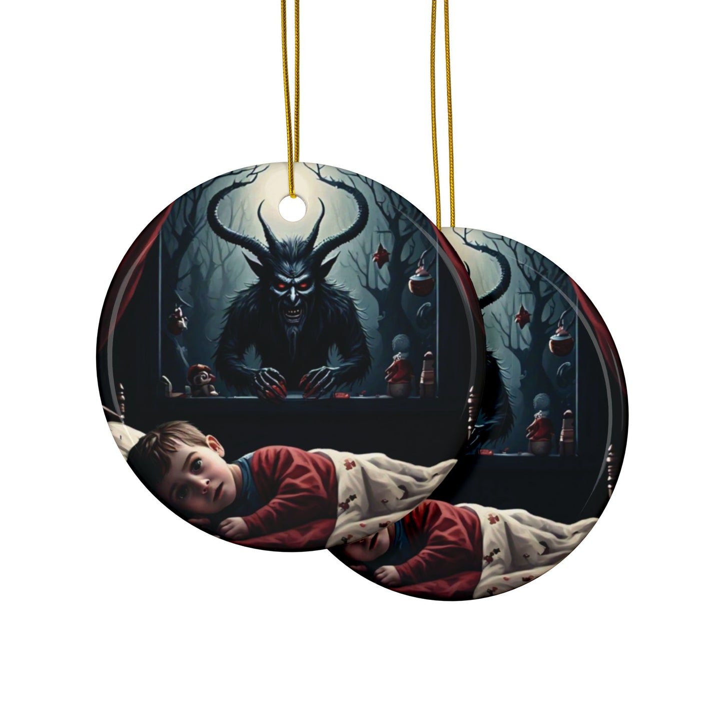 X-Mas 'Krampus is Coming' by Mystery Potion Gothic Holiday Ornaments, Unique Decor, Home Decor, Christmas Tree Decorations, Gift Ideas, Dark Aesthetic, 2-Sided Print