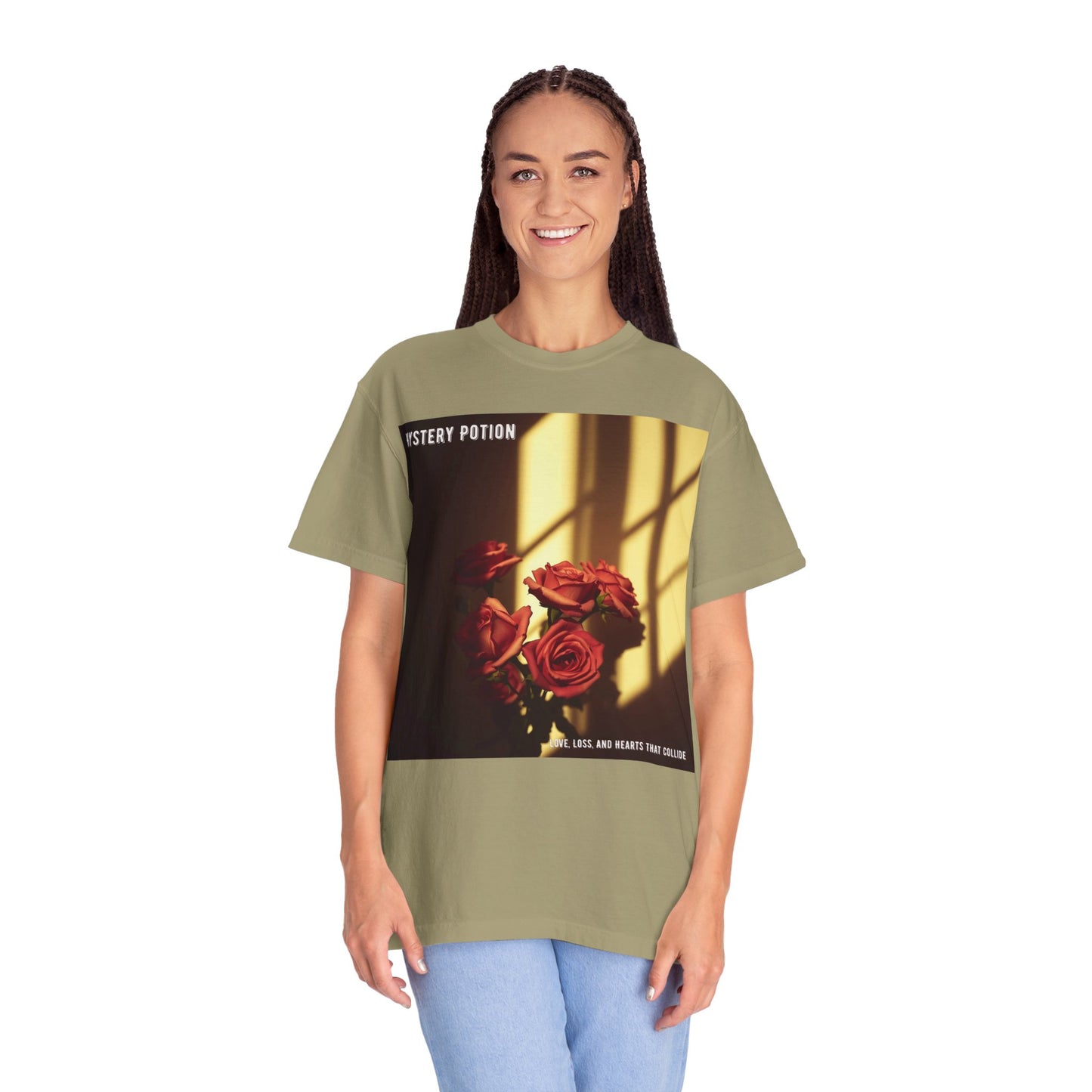 Mystery Potion Garment-Dyed Tee, Vintage Floral T-Shirt, Unisex Plant Lover Shirt, Gift for Her, Aesthetic Graphic Tee