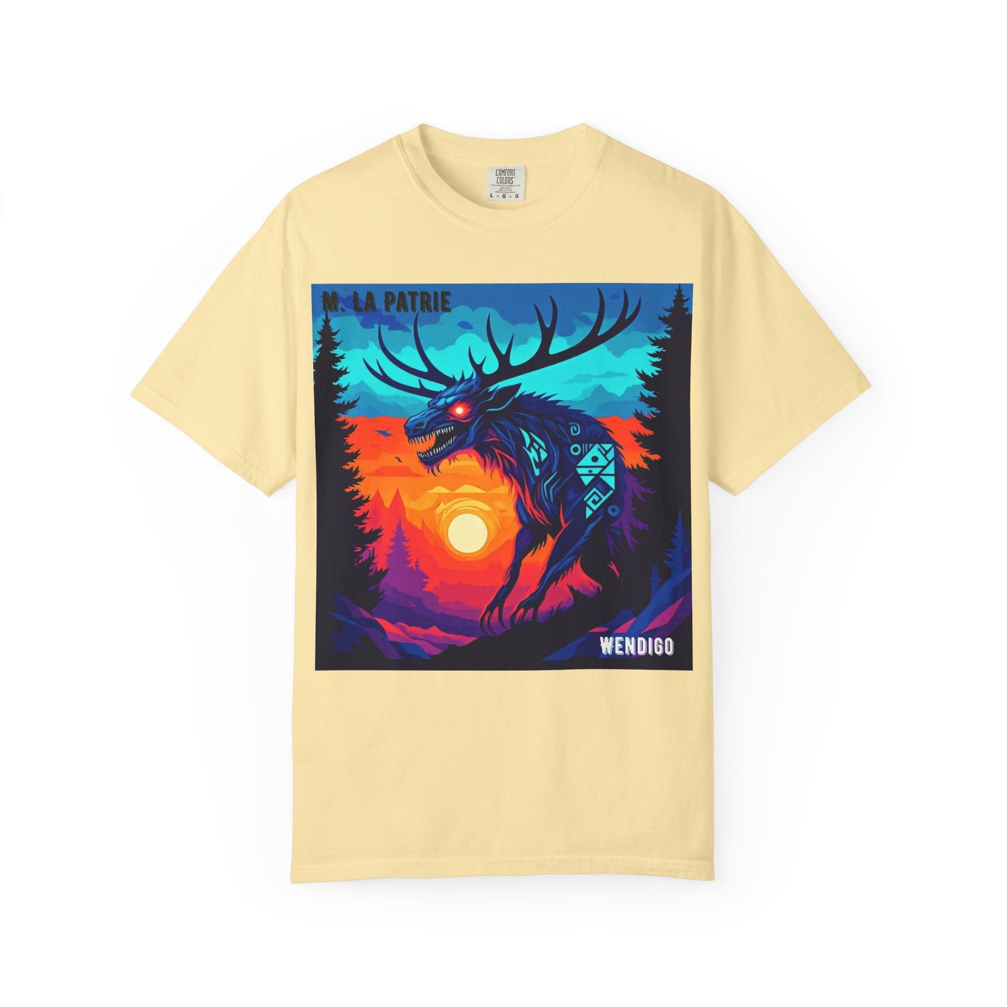 'Wendigo' par M. La Patrie, Vibrant First Nations Style Graphic T-Shirt, Unique Art Tee for Nature Lovers, Gift for Halloween, Cozy Casual Wear, Unisex Shirt