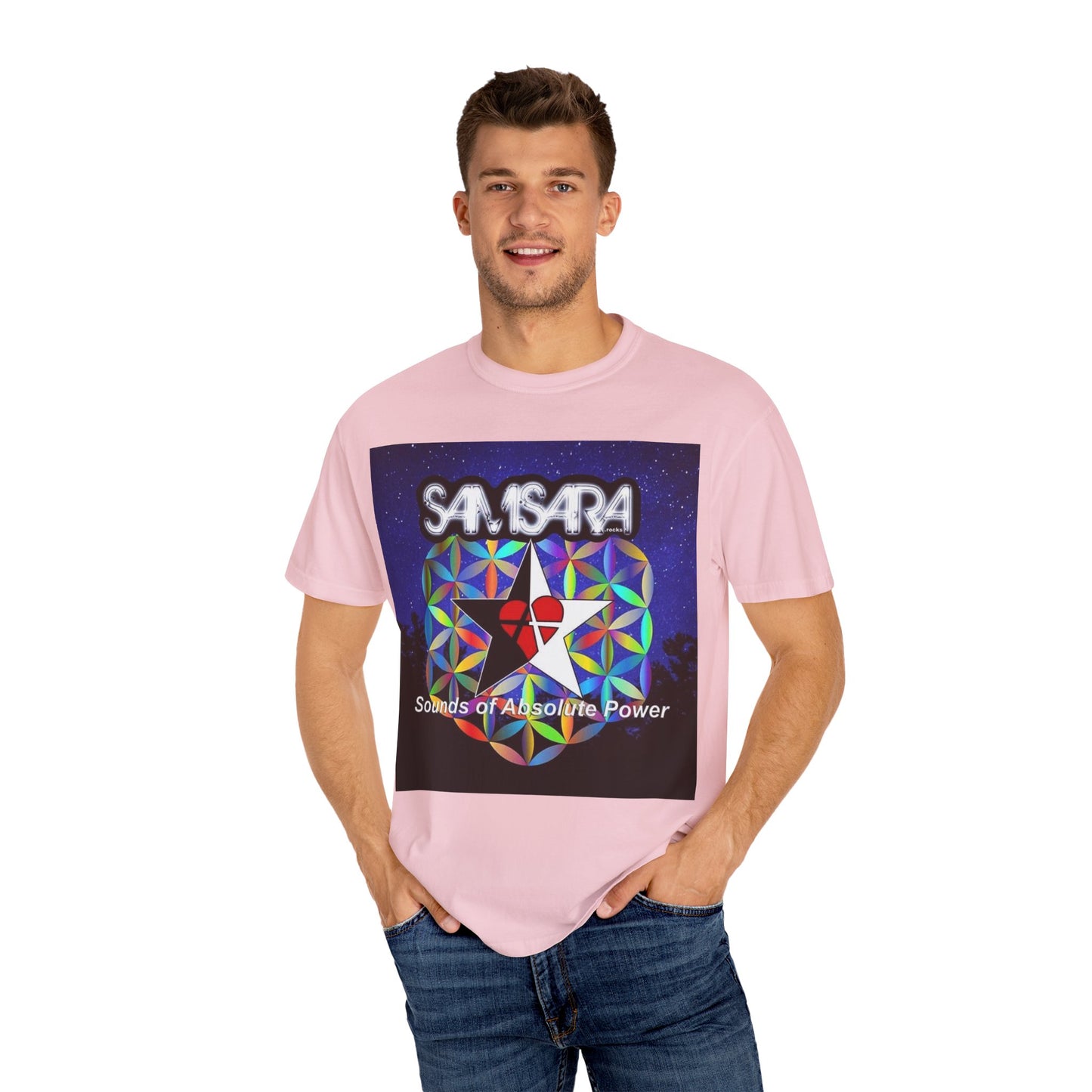 Sounds Of Absolute Power by Samsara Vibrant Graphic T-Shirt for Nature Lovers, Unisex Tee, Festival Wear, Gift for Music Enthusiasts, Bohemian Style Apparel