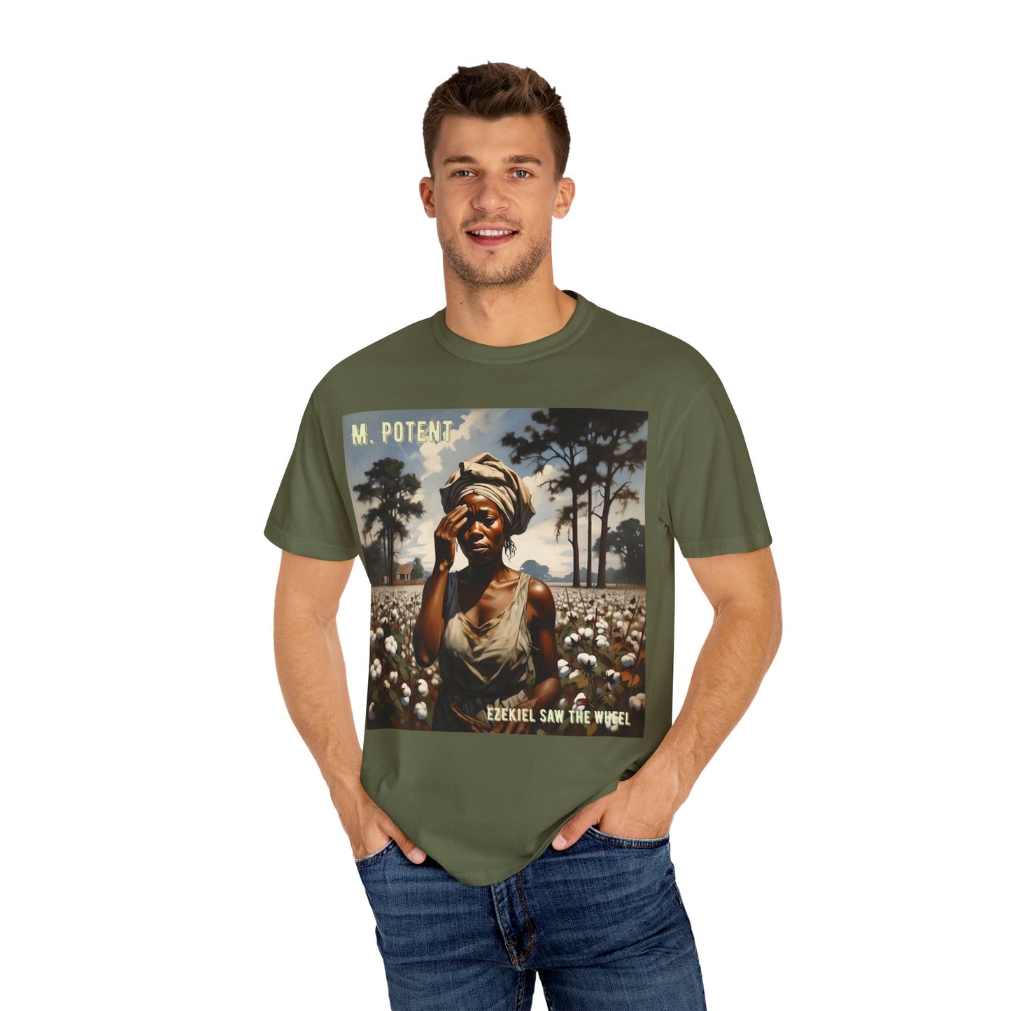 'Ezekiel Saw the Wheel' by M. Potent, Vintage-Inspired Unisex T-Shirt with Artistic Design, Casual Wear, Gift for Art Lovers, Music Events, Everyday Fashion