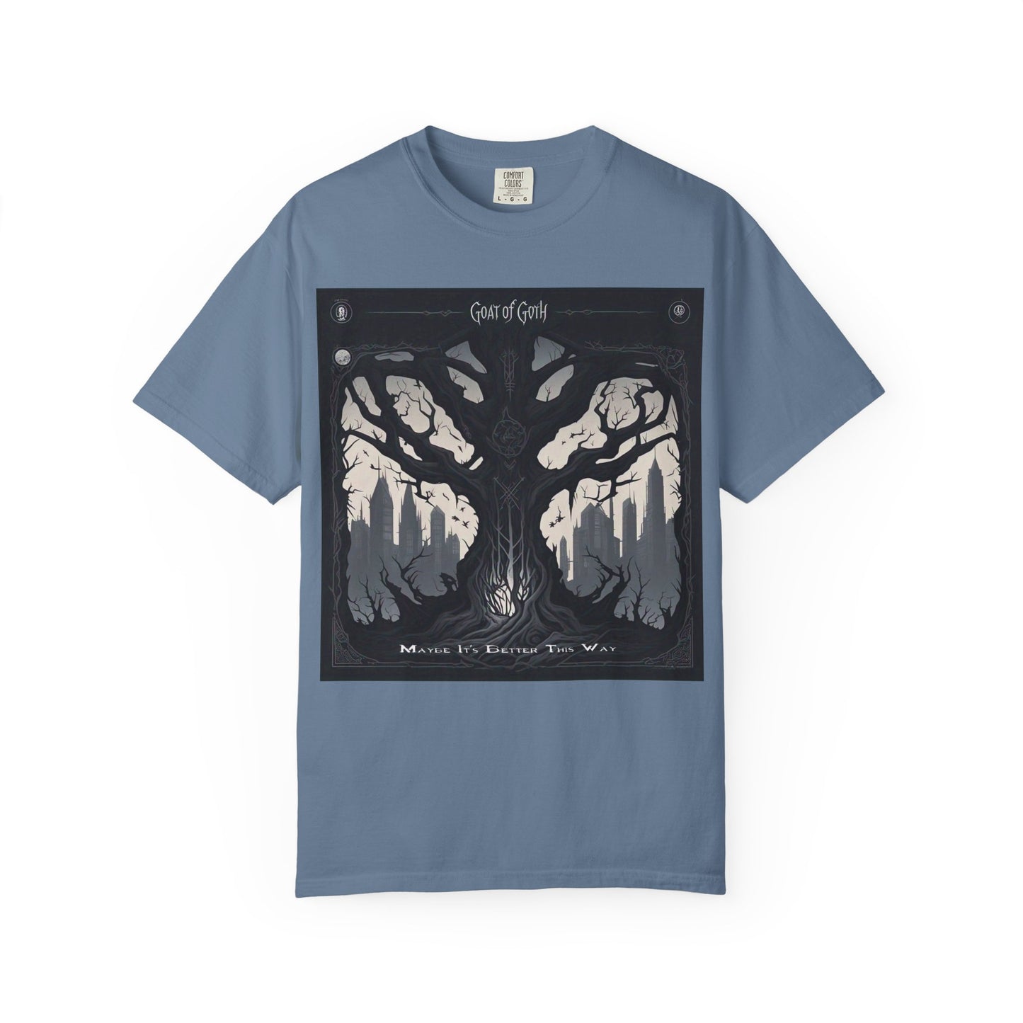 Gothic Tree T-Shirt, GOAT of Goth Unisex Cotton Tee for Nature Lovers, Unique Graphic Tee, Perfect for Festivals, Gift for Adventurers, Eco-Friendly Wear