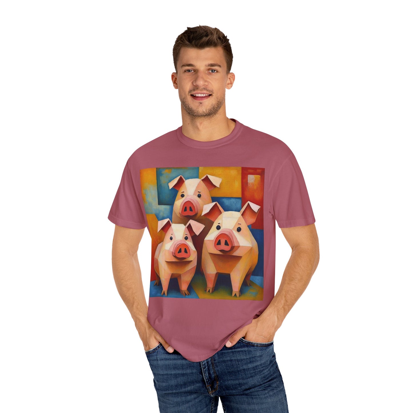 Pig Art T-Shirt, Funny Farm Tee, Animal Lover Gift, Unisex Graphic Tee, Cute Farmhouse Style, Casual Everyday Wear