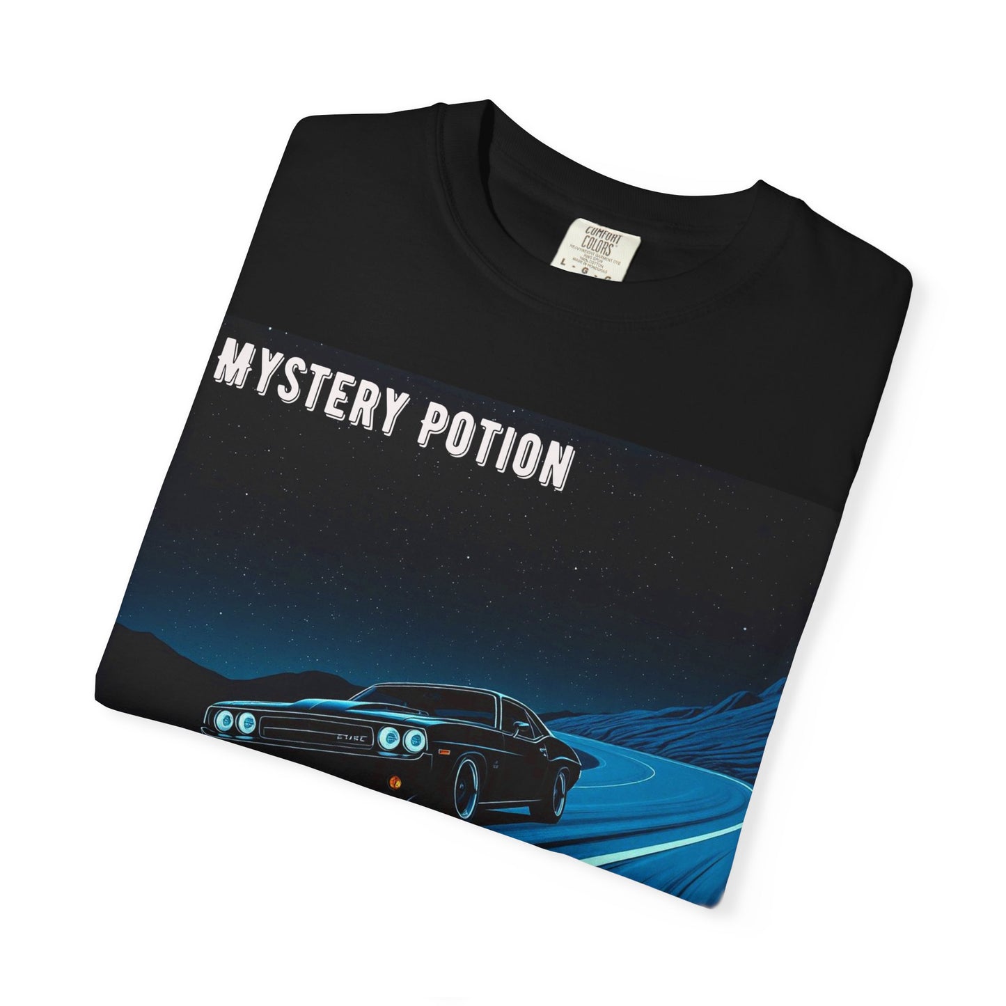 Mystery Potion Muscle Car T-Shirt | Unisex Garment-Dyed Tee, Vintage Car Lover Gift, Perfect for Car Shows, Birthday Gift, Casual Wear