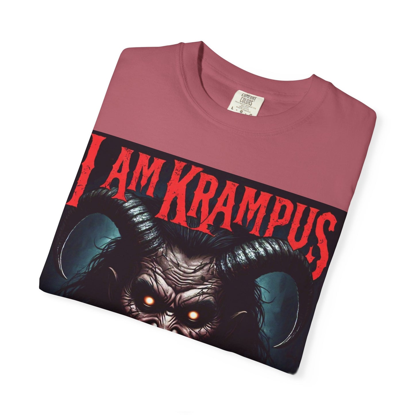 I Am Krampus Unisex Garment-Dyed T-Shirt | Spooky Graphic Tee for Christmas Horror Fans, Gifts, Party Wear, Festival Attire