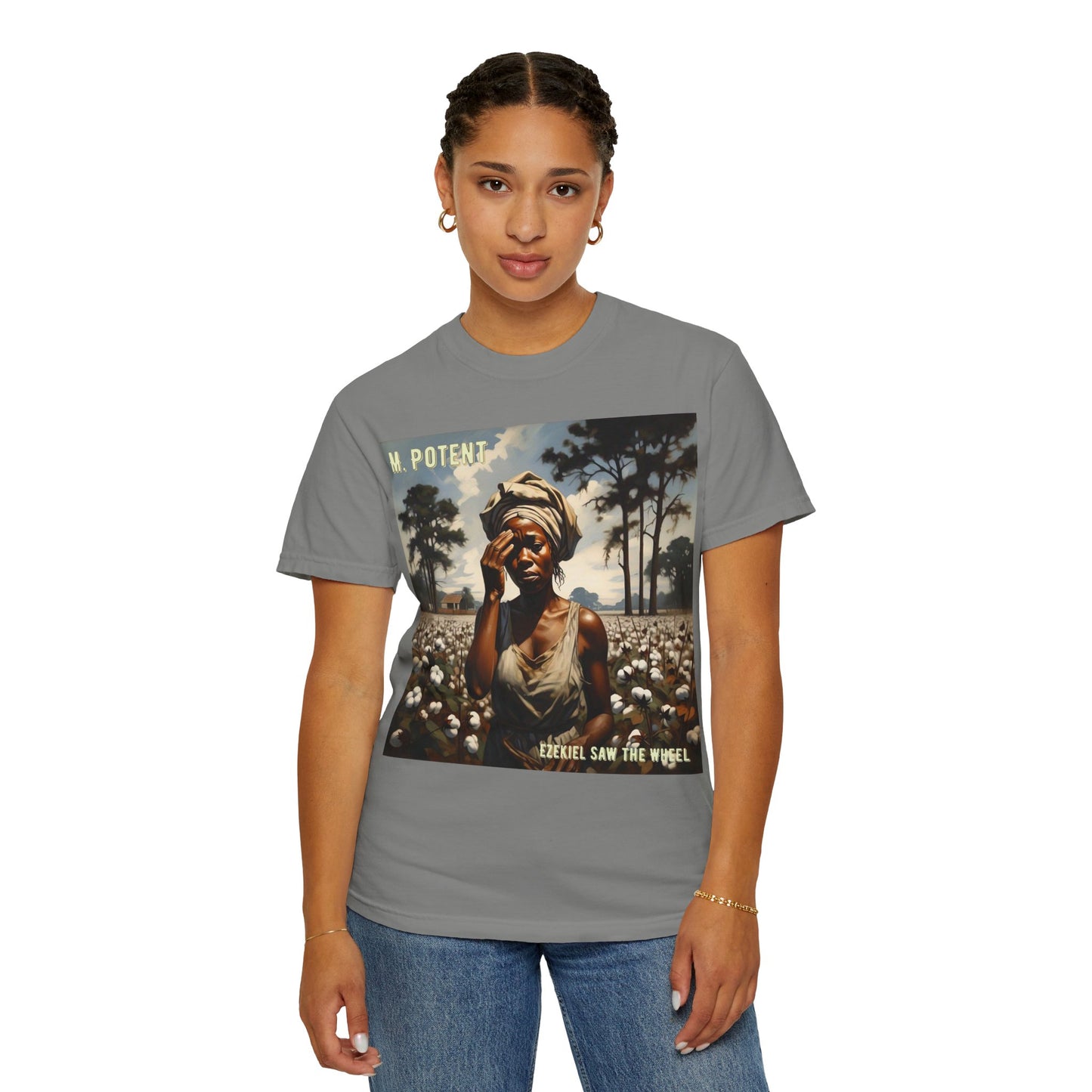 'Ezekiel Saw the Wheel' by M. Potent, Vintage-Inspired Unisex T-Shirt with Artistic Design, Casual Wear, Gift for Art Lovers, Music Events, Everyday Fashion