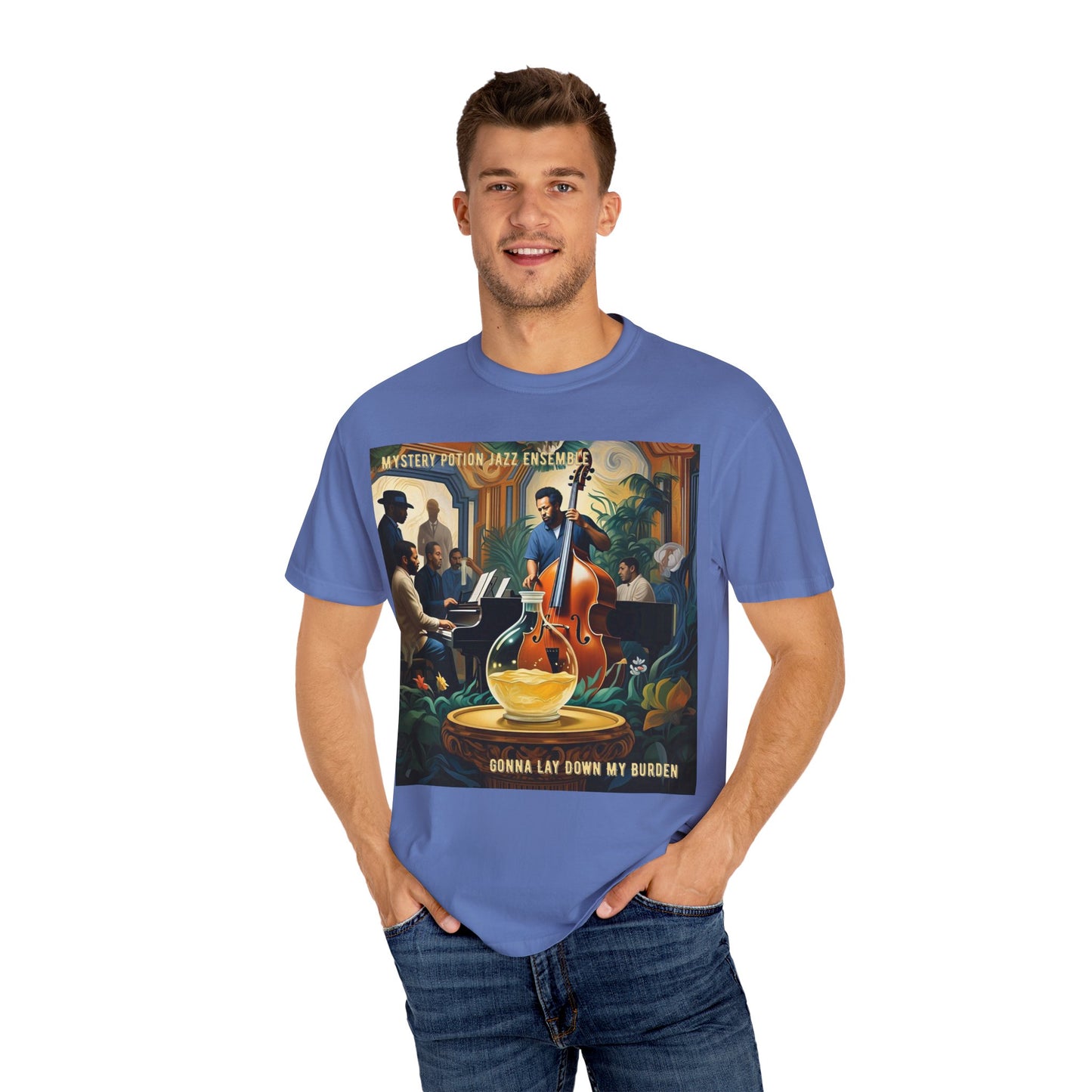 Mystery Potion Jazz Ensemble T-shirt | Unisex Music Lover Tee, Gift for Jazz Fans, Vintage Style Shirt, Casual Wear, Unique Music Apparel