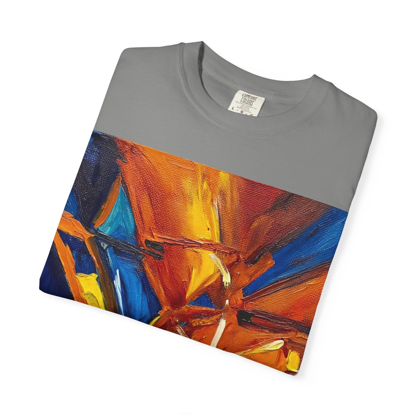 Vibrant Abstract Art T-shirt, Unisex Garment-Dyed Tee, Colorful Graphic Shirt, Stylish Artwear, Unique Gift Idea for Art Lovers