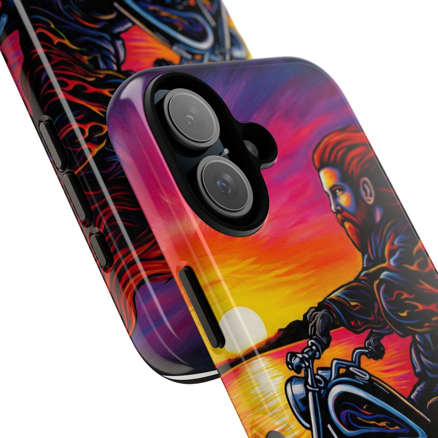 Motorcycle Phone Case, Tough Cases for Riders, Biker Accessories, Vibrant Phone Cover, Sunset Motorcycle Design