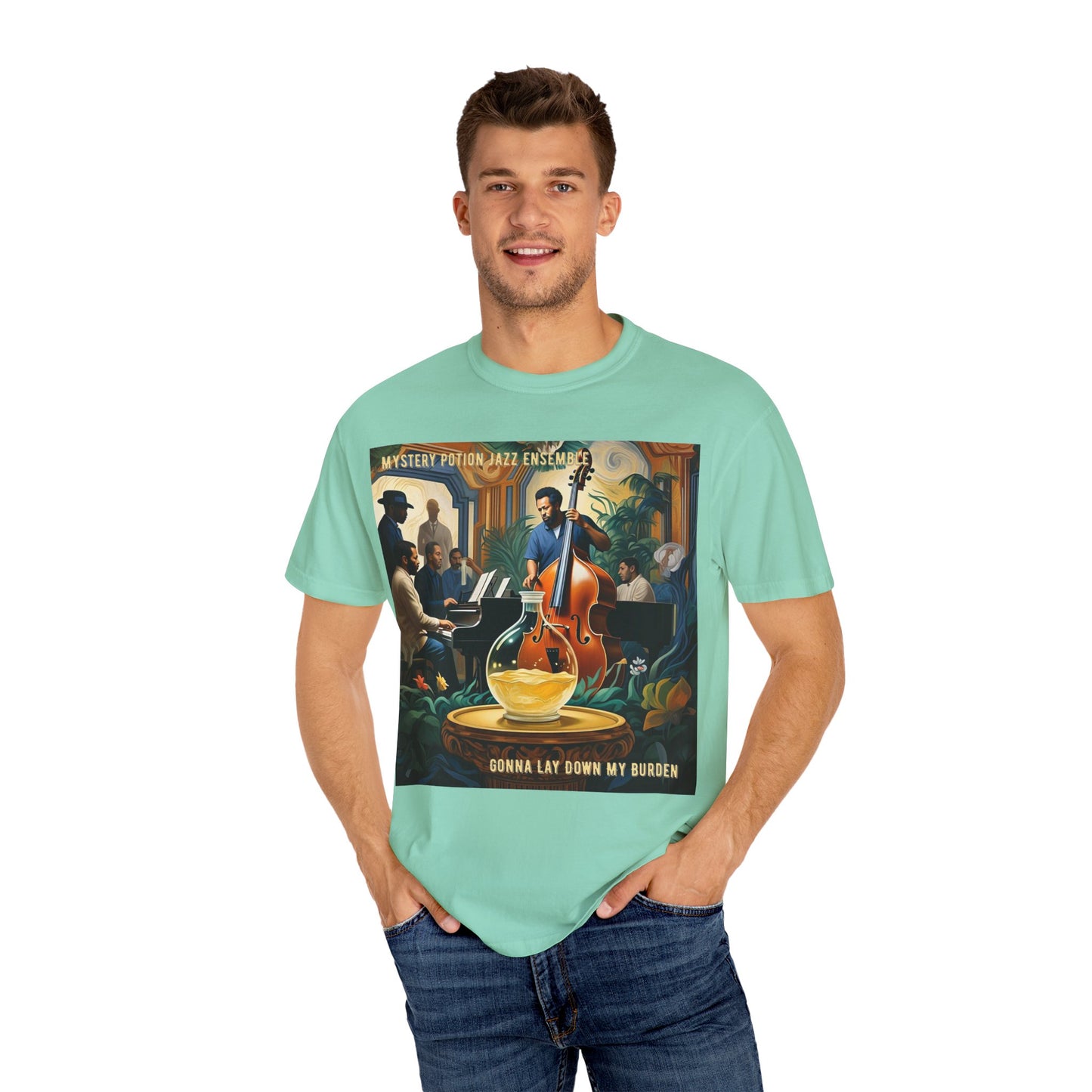 Mystery Potion Jazz Ensemble T-shirt | Unisex Music Lover Tee, Gift for Jazz Fans, Vintage Style Shirt, Casual Wear, Unique Music Apparel