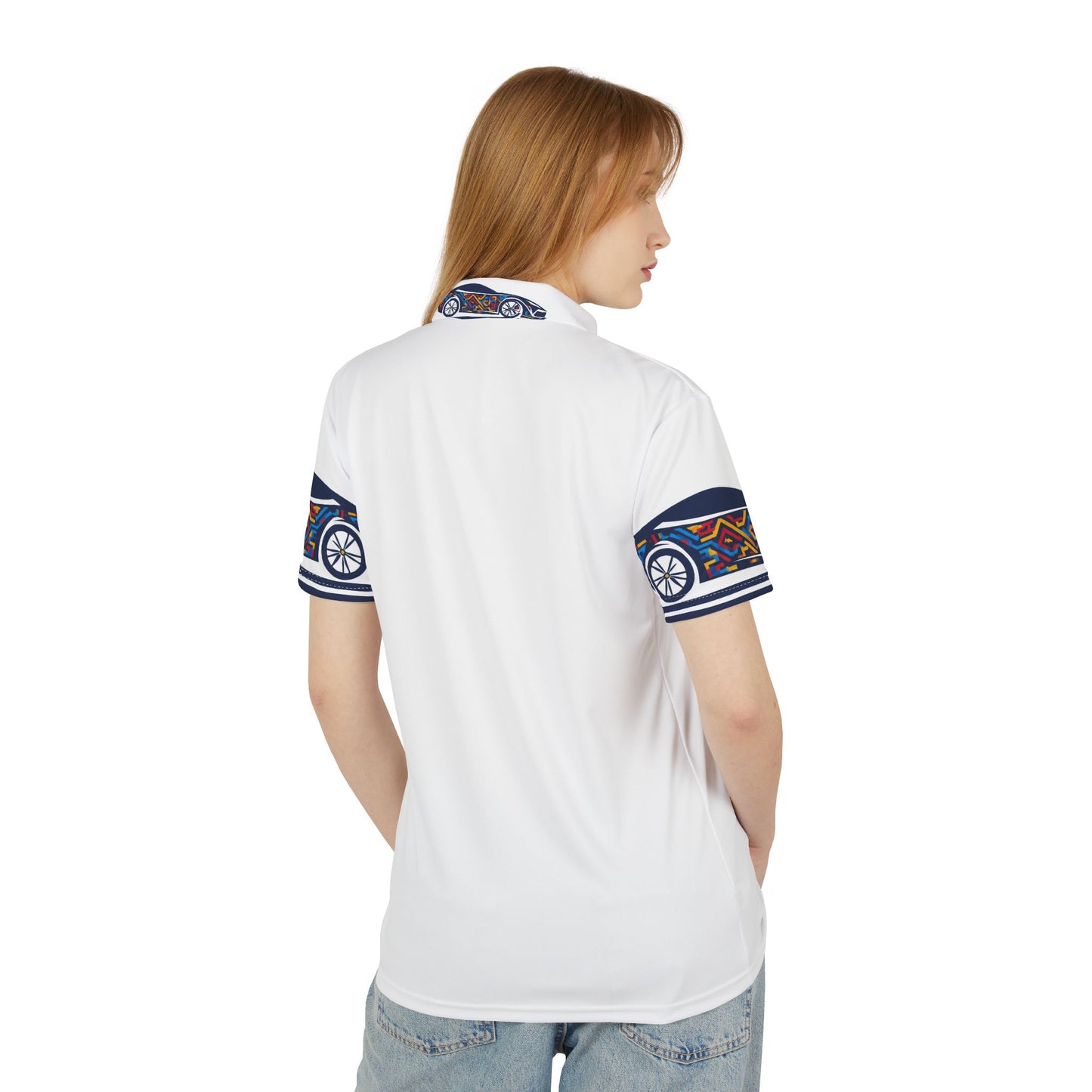 Stylish Unisex Sports car graphic Polo Shirt with Colorful AOP Sleeves, Casual Wear, Summer Fashion, Gift for Him/Her, Everyday Comfort