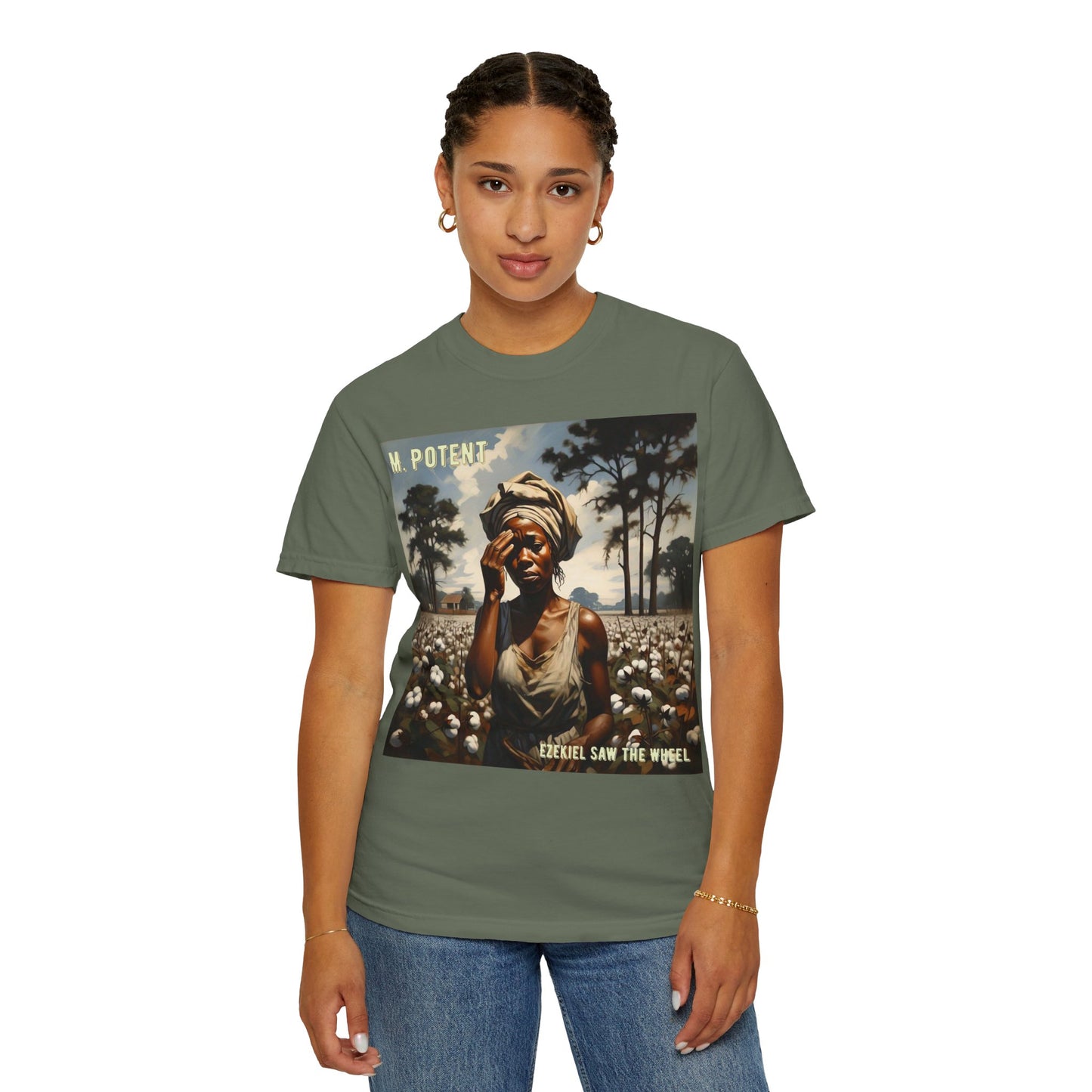 'Ezekiel Saw the Wheel' by M. Potent, Vintage-Inspired Unisex T-Shirt with Artistic Design, Casual Wear, Gift for Art Lovers, Music Events, Everyday Fashion