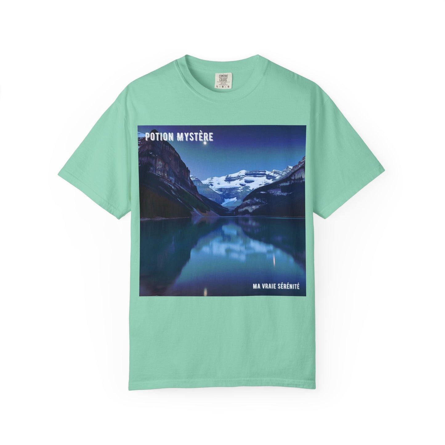 Mystical Lake Louise T-Shirt, Unisex Garment-Dyed Tee, Nature Lover Gift, Serenity in Adventure Apparel, Travel Fashion, Cool Summer Shirt