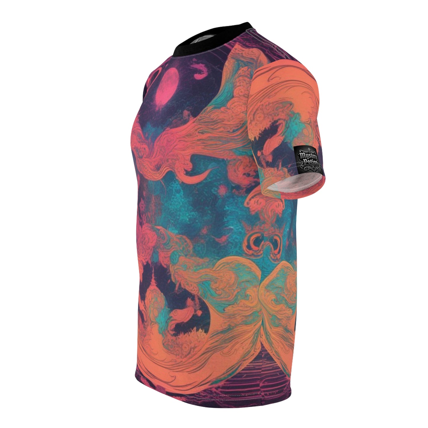 Vibrant Artistic Unisex Tee, Cosmic Graphic Shirt, Unique AOP T-Shirt, Colorful Dreamscape Top, Festival Wear, Statement Fashion