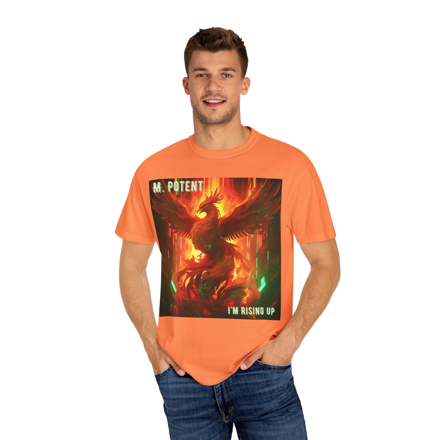 'I'm Rising Up' by M. Potent, Phoenix Rising Unisex T-shirt, Motivational Graphic Tee, Gift for Art Lovers, Inspirational Shirt, Trendy Fashion
