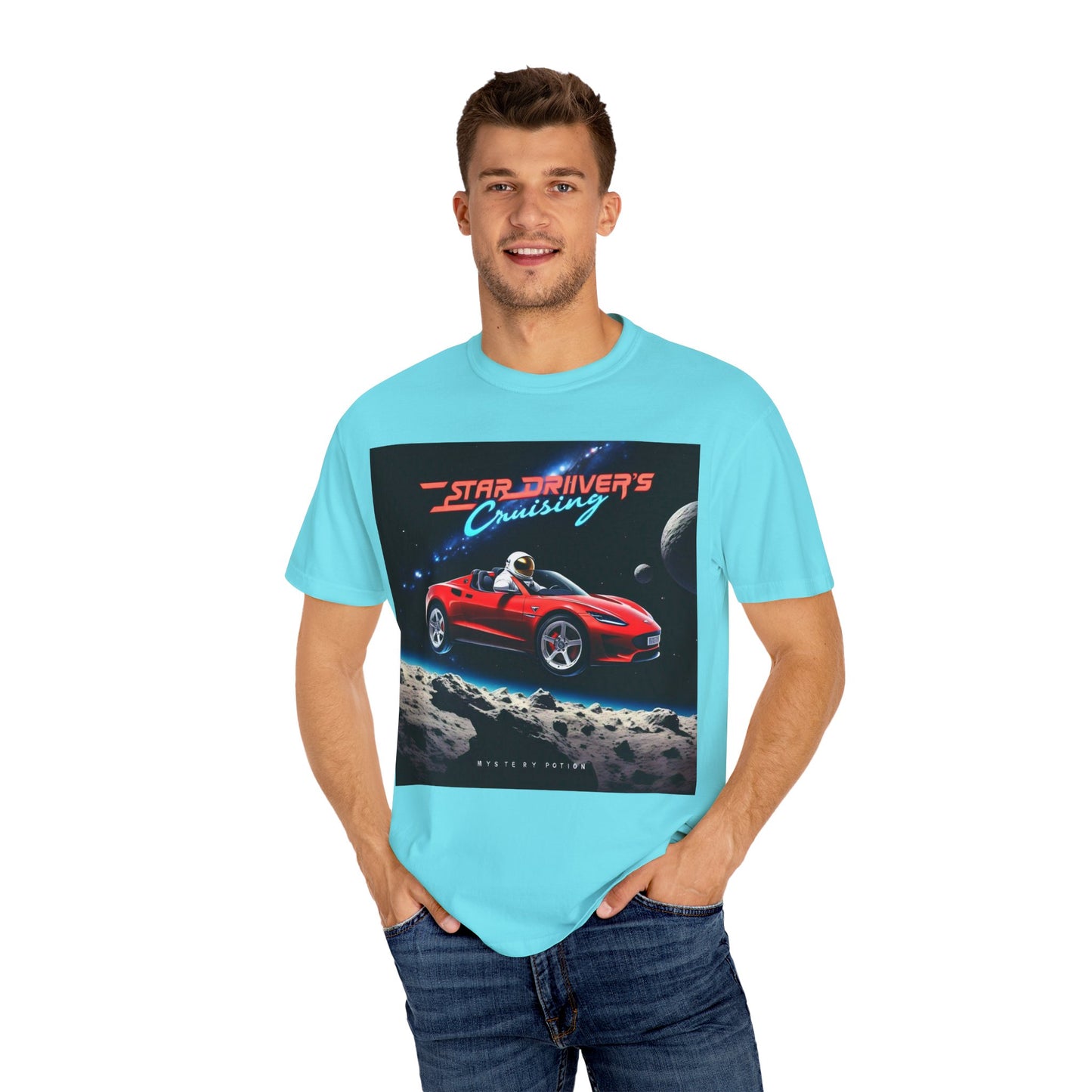 'Star Driver's Cruising' by Mystery Potion, Galaxy Adventure Unisex T-Shirt, Cool Space Tee, Star Driver's Cruise Shirt, Gift for Gamers, Casual Wear, Astronomy Lover