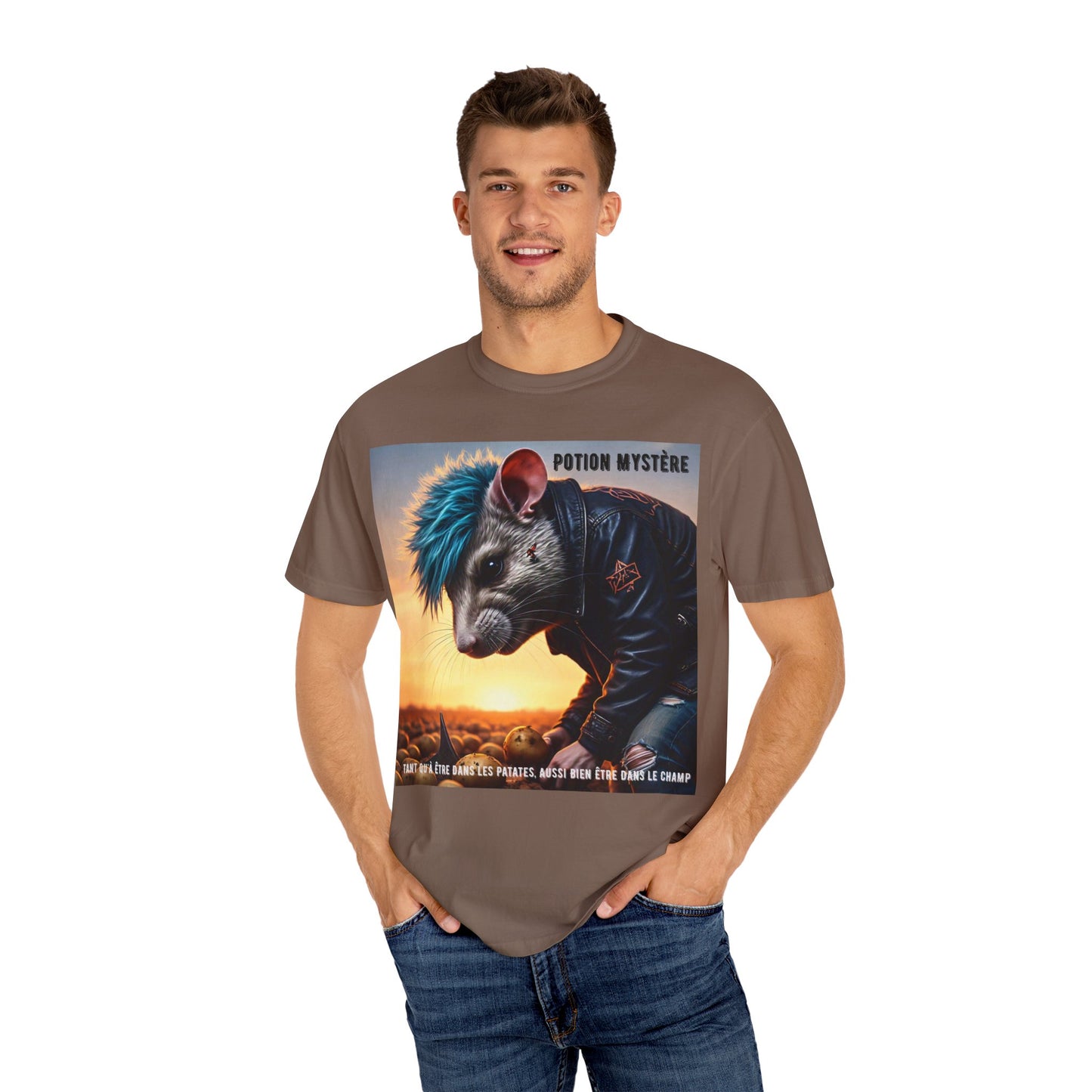 Mystical Punk Rat Toiling The Field Graphic T-Shirt | Unisex, Art Tee, Unique Animal Print, Gift for Animal Lovers, Casual Wear