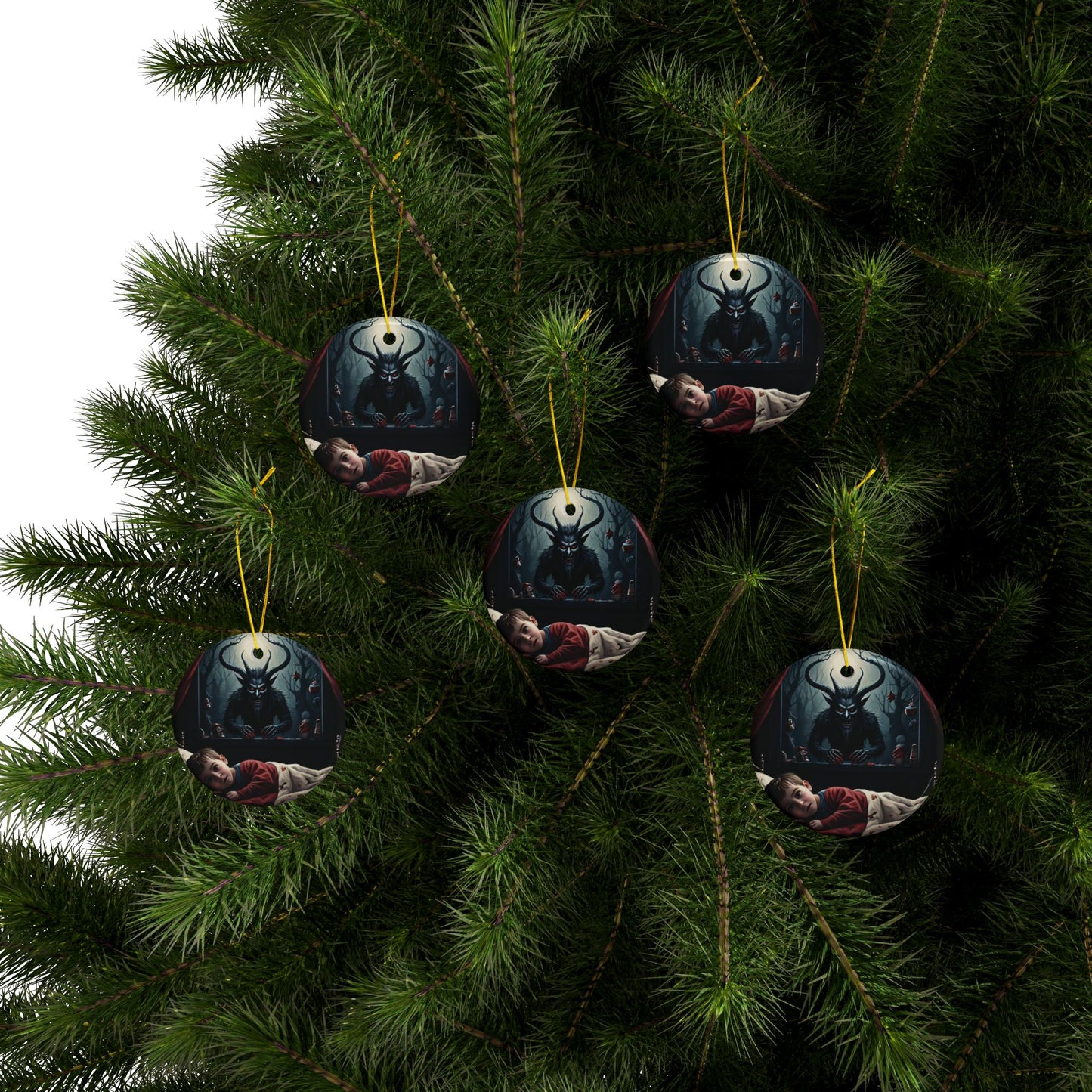 X-Mas 'Krampus is Coming' by Mystery Potion Gothic Holiday Ornaments, Unique Decor, Home Decor, Christmas Tree Decorations, Gift Ideas, Dark Aesthetic, 2-Sided Print