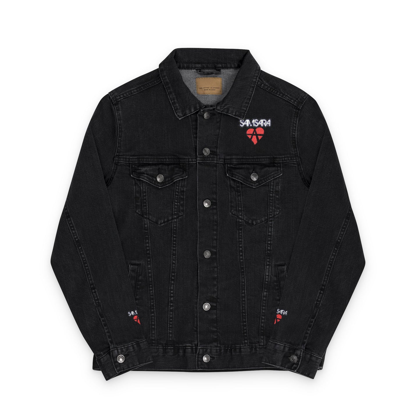 SAMSARA Rocks Stylish Unisex Embroidered Denim Jacket | Trendy Casual Wear, Street Style, Unique Gift, Layering Essential, Everyday Fashion