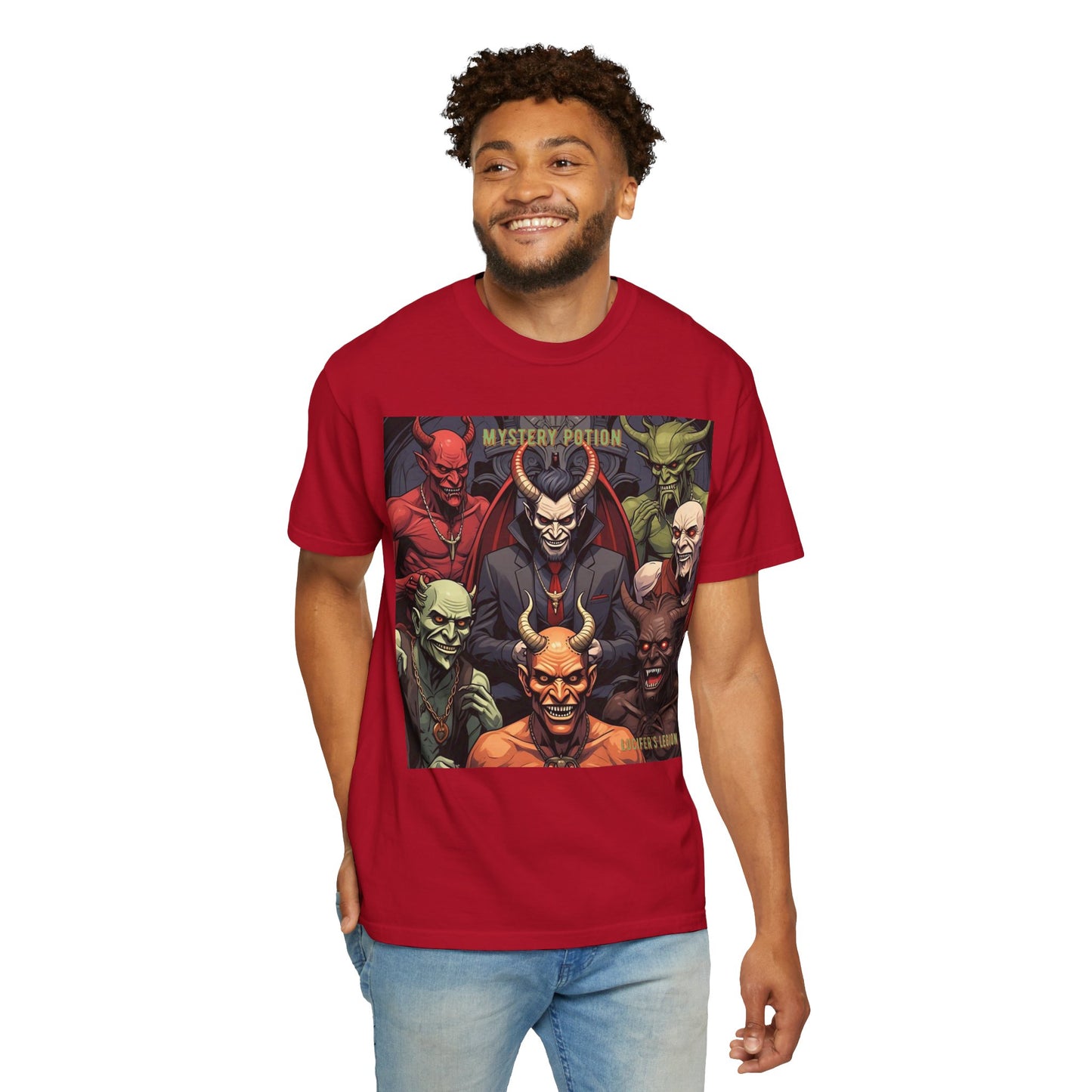 'Lucifer's Legion' by Mystery Potion, Unisex T-Shirt, Devil-Inspired Tee, Halloween Shirt, Comic Book Merch, Gift for Fans