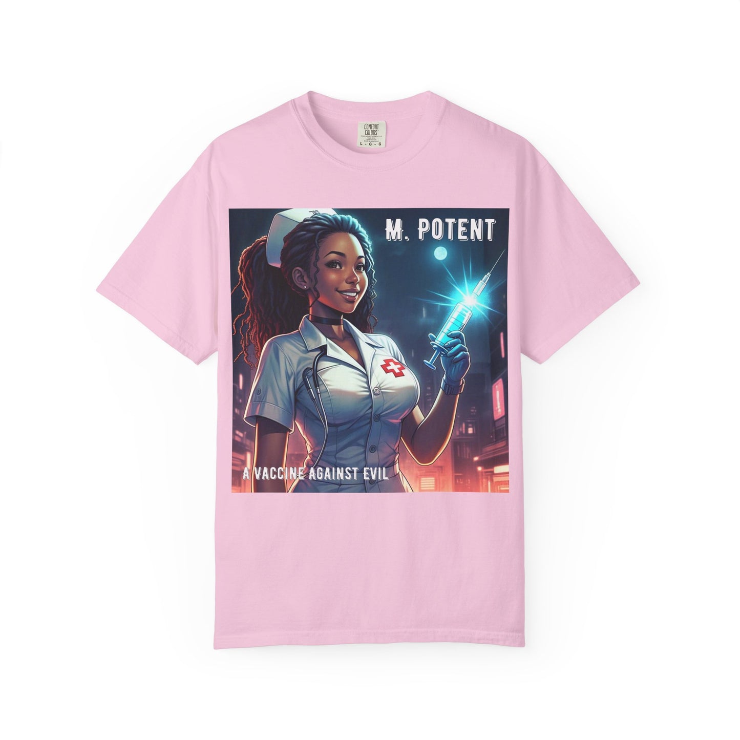 M. Potent's 'A Vaccine Against Evil', Medicine-Themed Unisex T-Shirt, Positive Vibes, Great for Nurses, Vaccination Awareness, Gift for Healthcare Workers