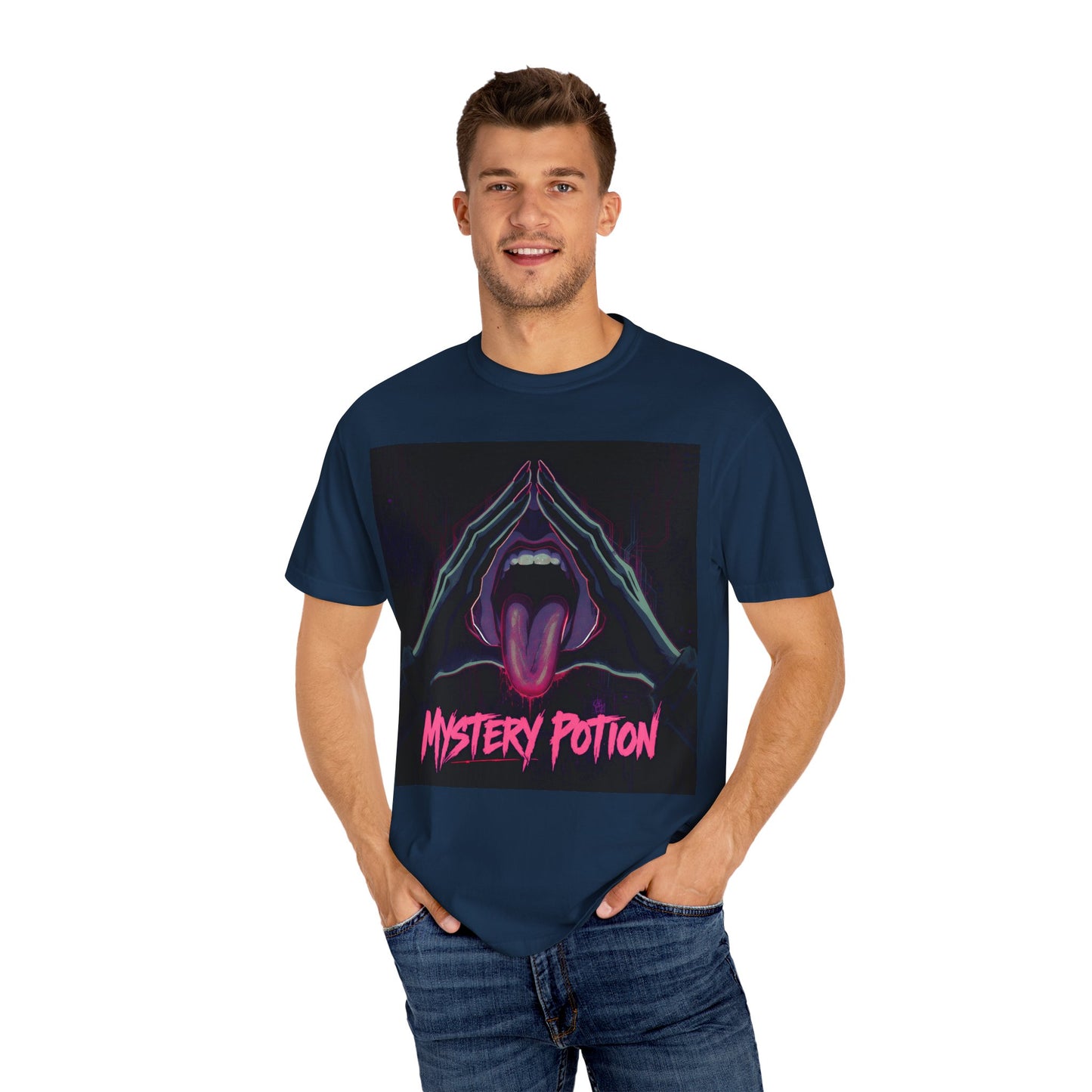 Mystery Potion Graphic Tee, Unisex T-Shirt for Festivals, Gift for Friends, Retro Vibes, Statement Shirt