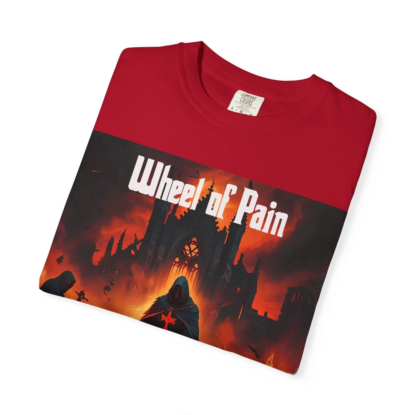 Wheel of Pain Gothic Templar Graphic T-Shirt, Unisex Tee for Fans, Cool Gift for Music Lovers, Halloween Shirt, Retro Vintage Style