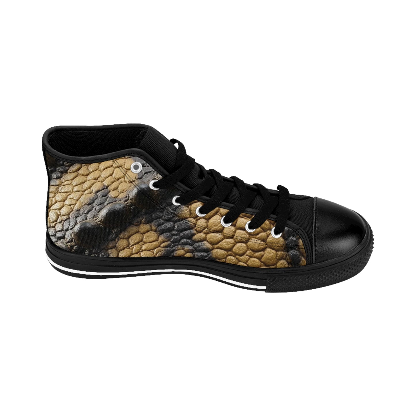 Men's Dinosaur Skin High-Top Sneakers | Stylish Casual Footwear, Unique Fashion Snake like Sneakers, Trendy Streetwear, Gifts for Him