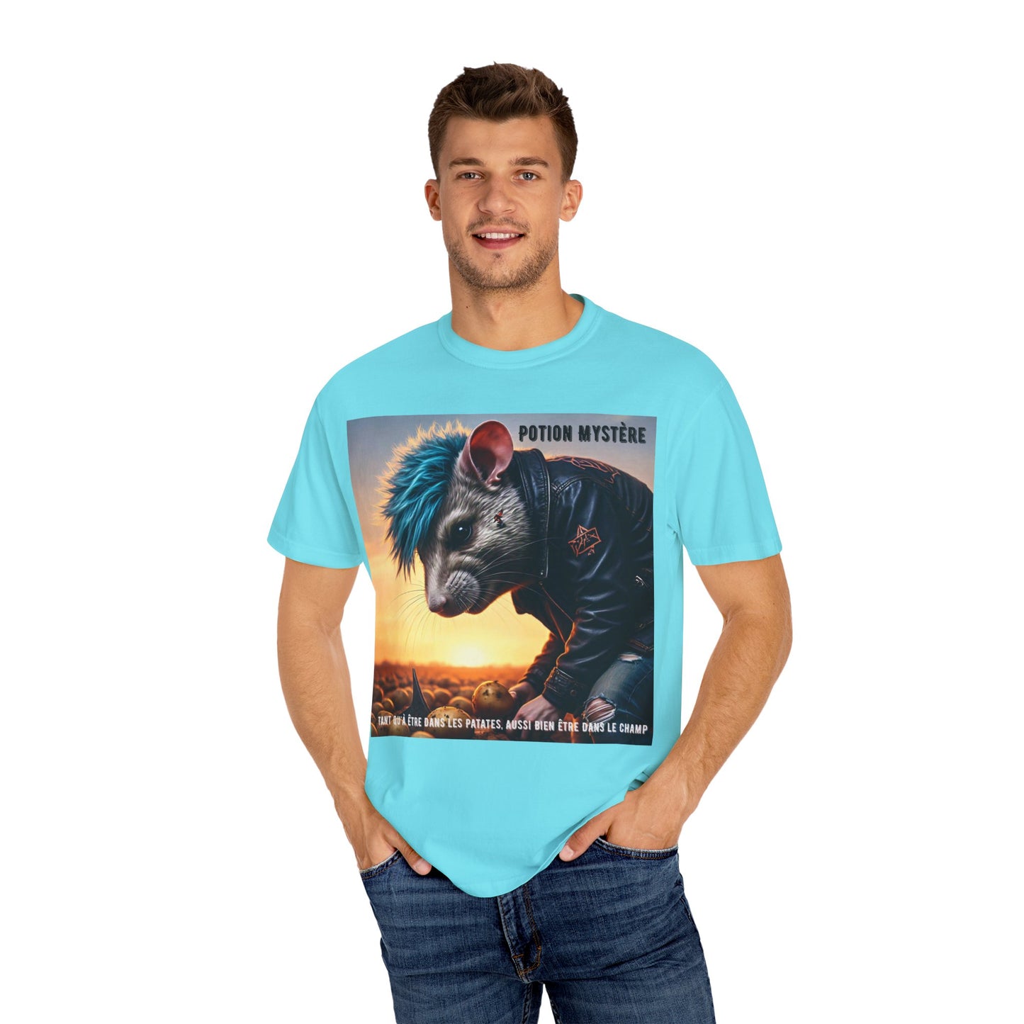 Mystical Punk Rat Toiling The Field Graphic T-Shirt | Unisex, Art Tee, Unique Animal Print, Gift for Animal Lovers, Casual Wear