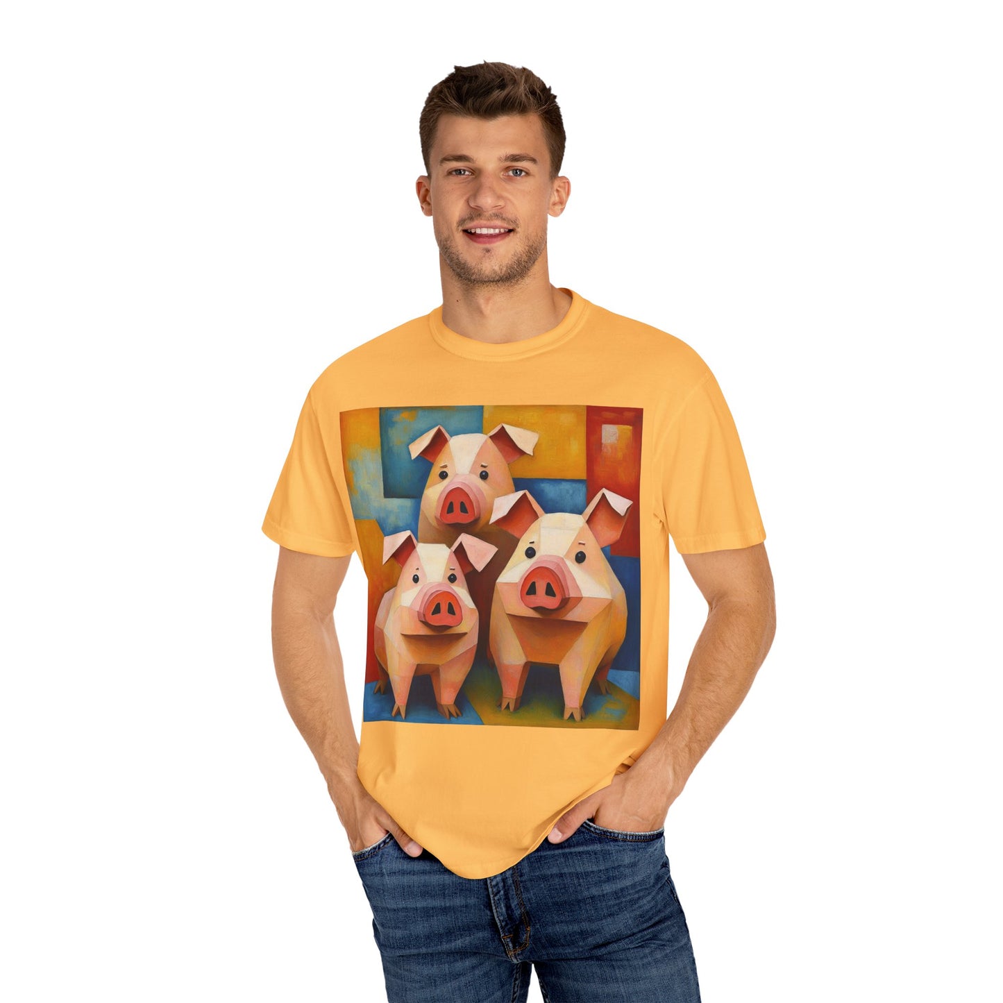 Pig Art T-Shirt, Funny Farm Tee, Animal Lover Gift, Unisex Graphic Tee, Cute Farmhouse Style, Casual Everyday Wear