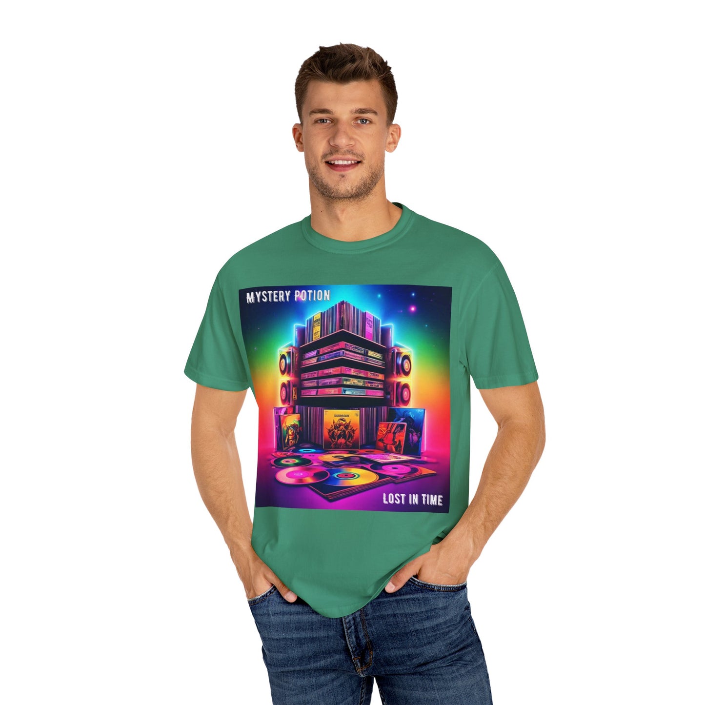 Lost In Time Vintage Vibe T-Shirt - Mystery Potion Graphic Tee, Unisex Casual Wear, Retro Music Lovers, Festival Apparel, Gift Idea