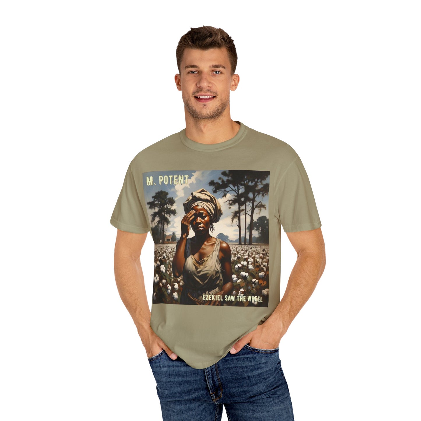 'Ezekiel Saw the Wheel' by M. Potent, Vintage-Inspired Unisex T-Shirt with Artistic Design, Casual Wear, Gift for Art Lovers, Music Events, Everyday Fashion