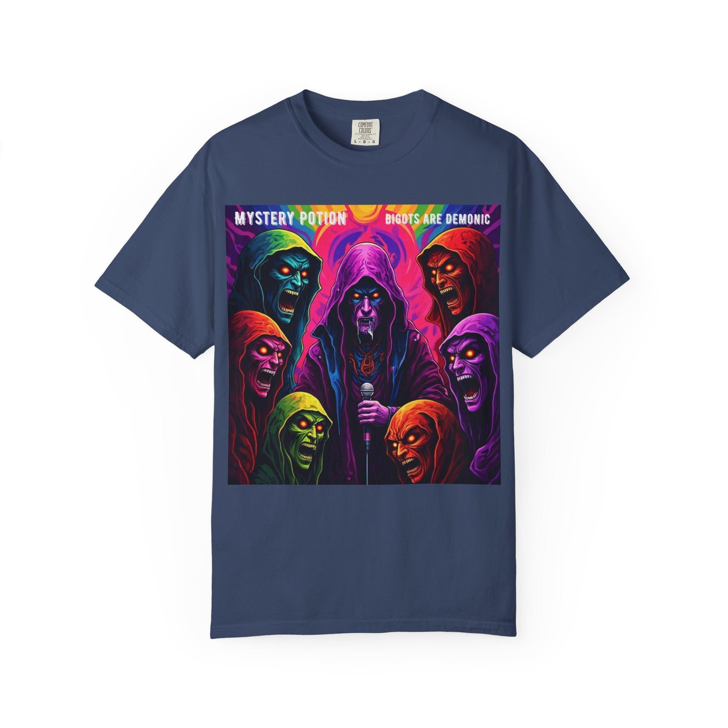 Mystery Potion Graphic Tee | Unisex Halloween T-shirt, Spooky Gift, "Bigots Are Demonic" Graphic Shirt, Witchy Apparel, Unique Casual Wear