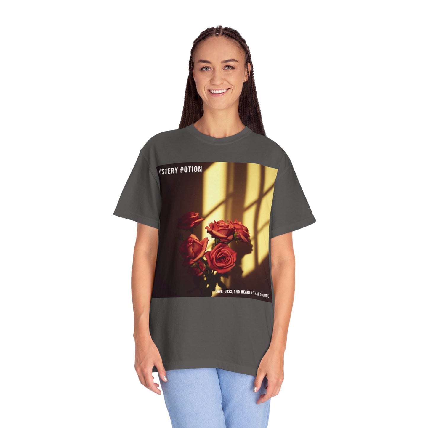Mystery Potion Garment-Dyed Tee, Vintage Floral T-Shirt, Unisex Plant Lover Shirt, Gift for Her, Aesthetic Graphic Tee