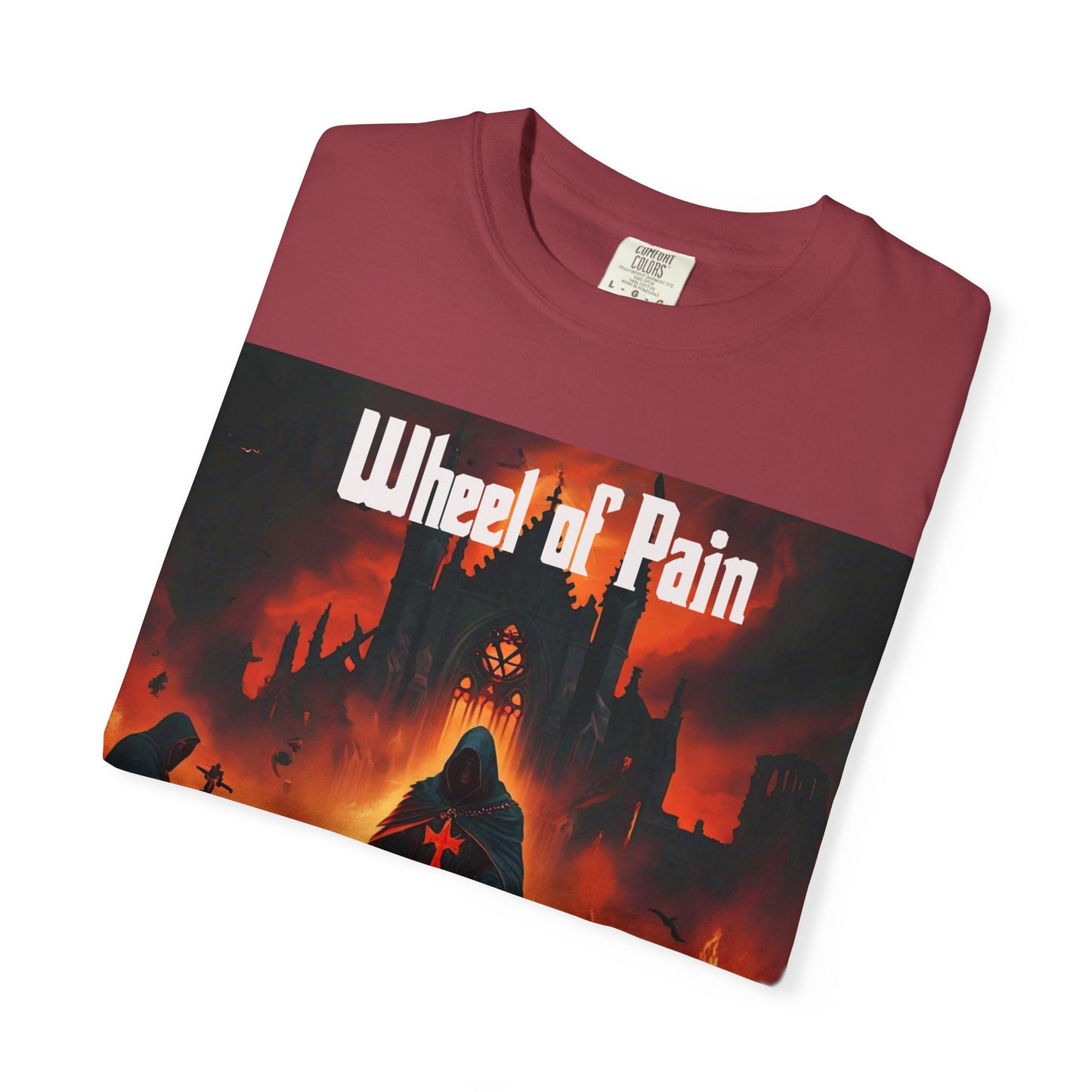 Wheel of Pain Gothic Templar Graphic T-Shirt, Unisex Tee for Fans, Cool Gift for Music Lovers, Halloween Shirt, Retro Vintage Style