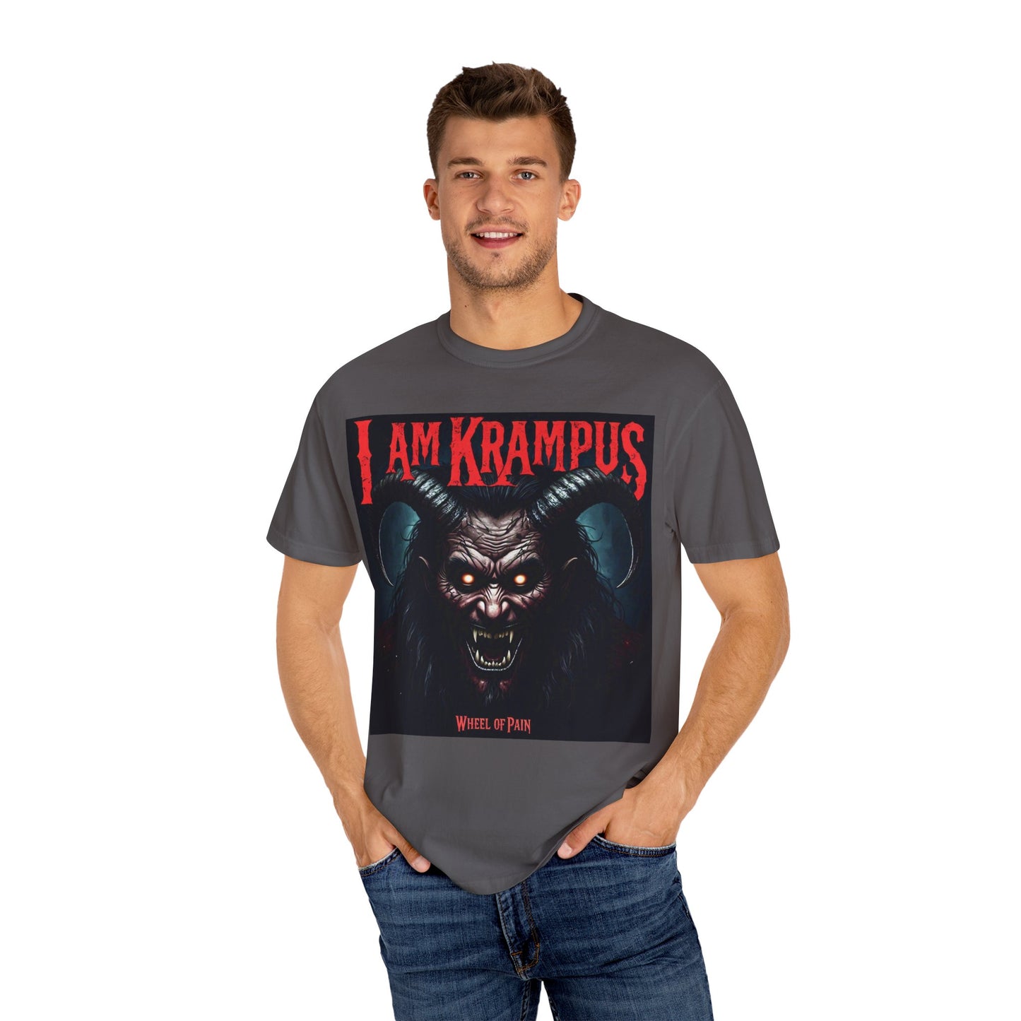 I Am Krampus Unisex Garment-Dyed T-Shirt | Spooky Graphic Tee for Christmas Horror Fans, Gifts, Party Wear, Festival Attire