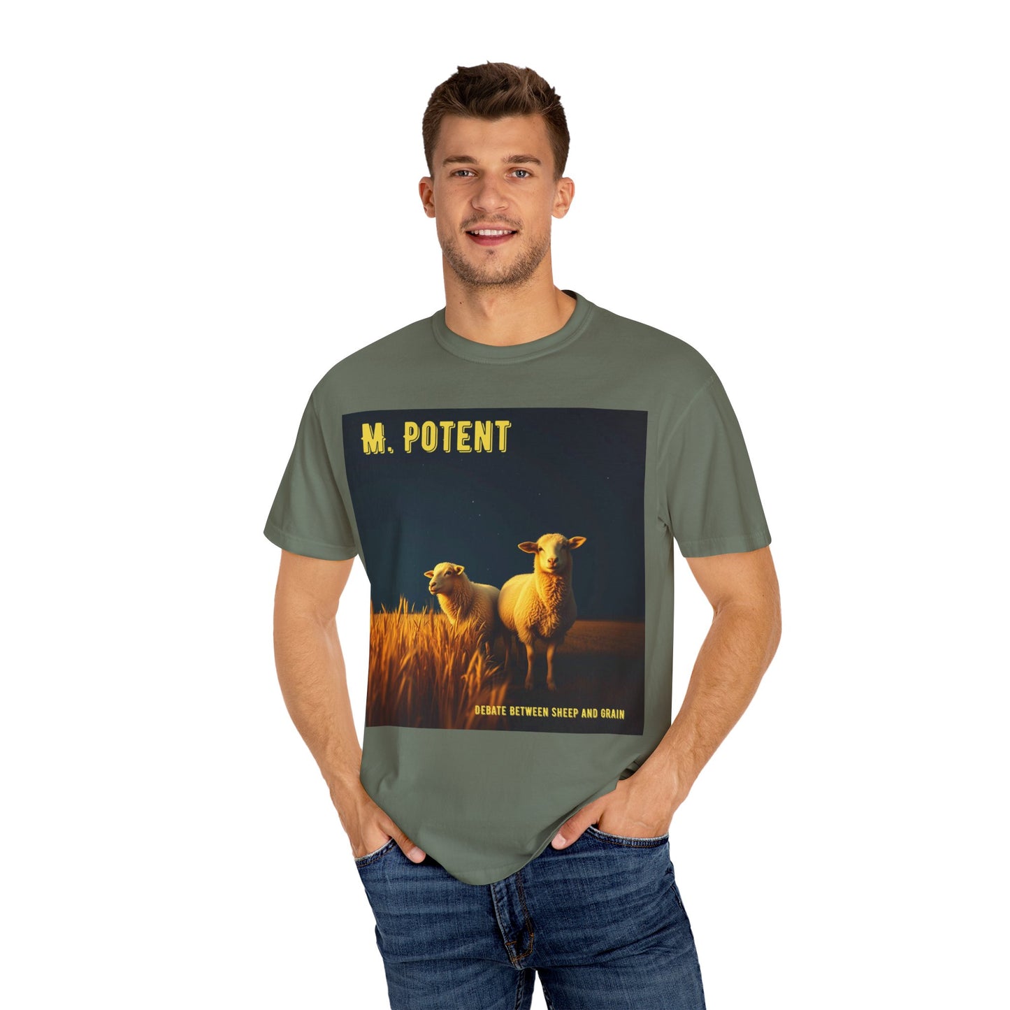 Debate Between Sheep and Grain by M. Potent, Sheep Graphic T-Shirt, Unisex Fashion Top, Farm Life Tee, Gift for Animal Lovers, Casual Everyday Wear