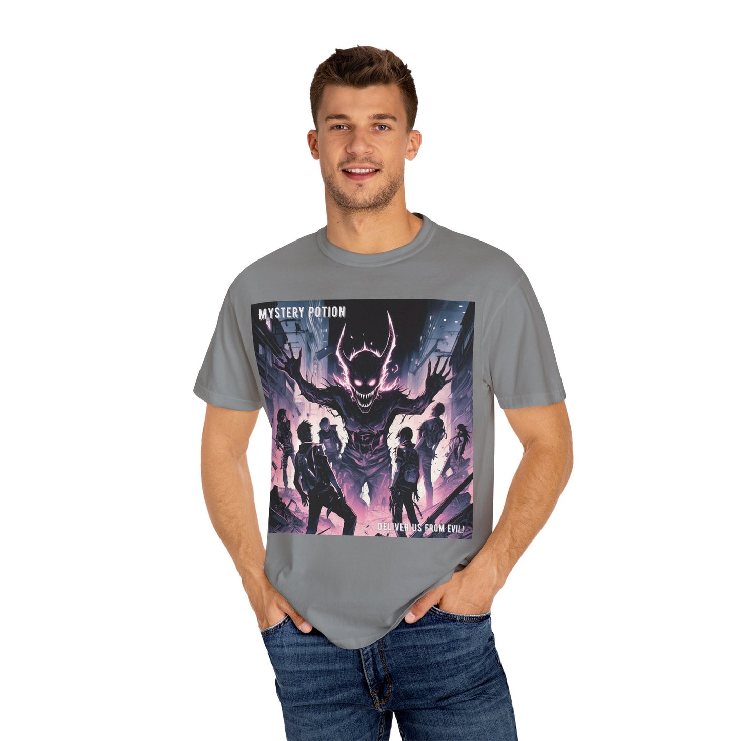 Mystery Potion Evil Satanic Graphic Tee, Unisex T-Shirt for Gamers, Cosplay Costume, Casual Wear, Unique Devilish Gift Idea