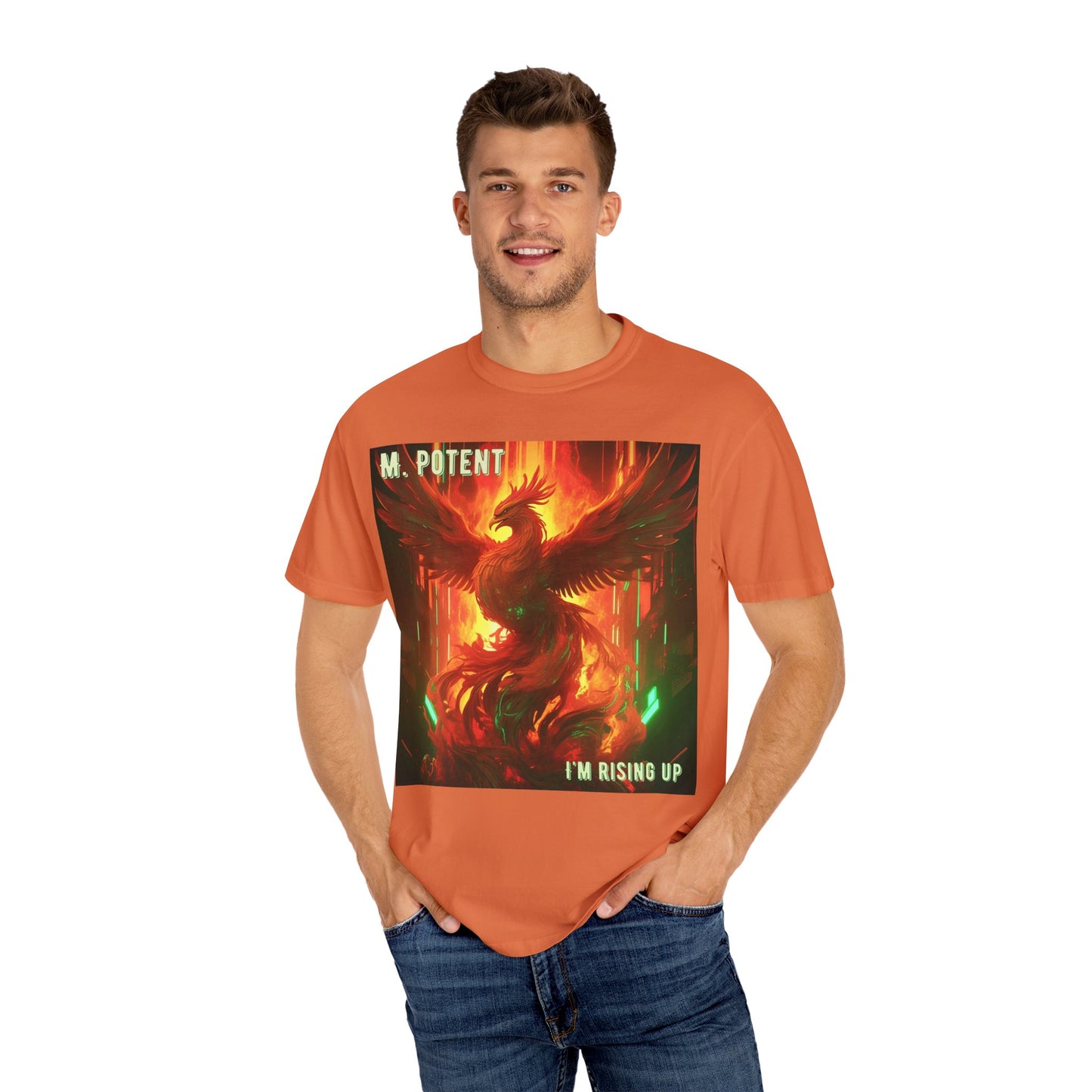 'I'm Rising Up' by M. Potent, Phoenix Rising Unisex T-shirt, Motivational Graphic Tee, Gift for Art Lovers, Inspirational Shirt, Trendy Fashion