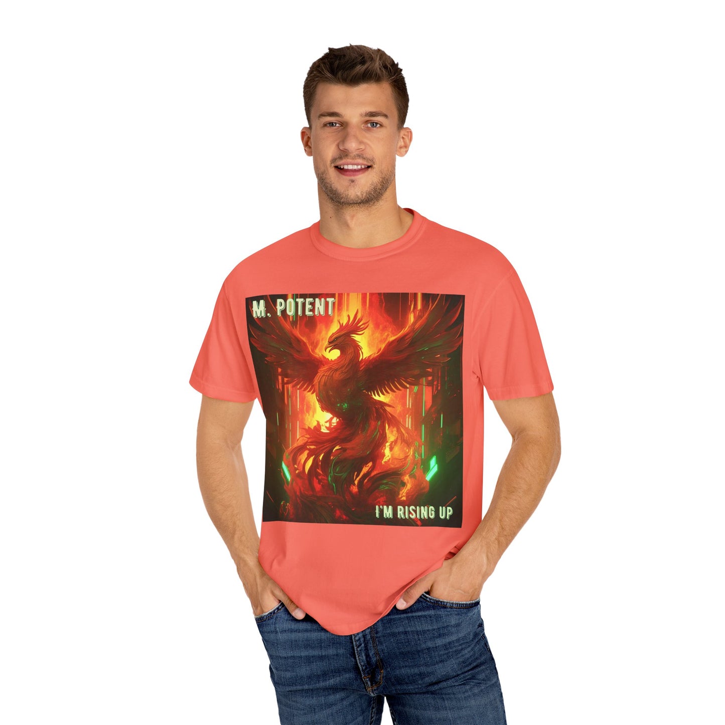 'I'm Rising Up' by M. Potent, Phoenix Rising Unisex T-shirt, Motivational Graphic Tee, Gift for Art Lovers, Inspirational Shirt, Trendy Fashion