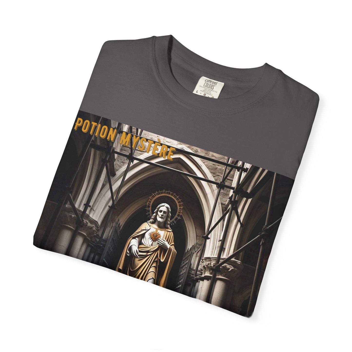 Mystical Potion Jesus Statue T-Shirt - Unisex, Relaxed Fit, Perfect for Festivals, Gifts, Everyday Wear, Unique Art Design