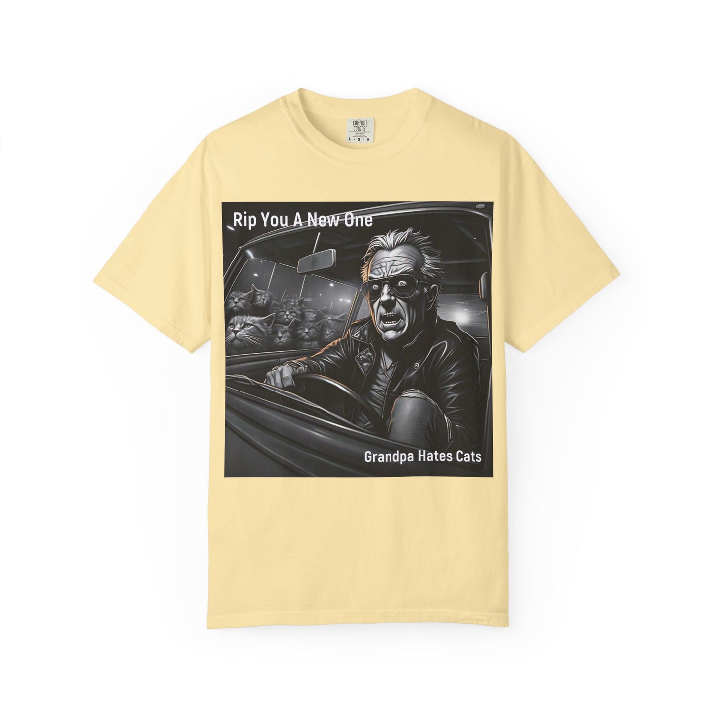 'Grandpa Hates Cats' by Rip You A New One, Humorous Cat Lover T-shirt, Vintage Graphic Tee Shirt, Funny Gift for Cat Owners, Unisex Casual Wear