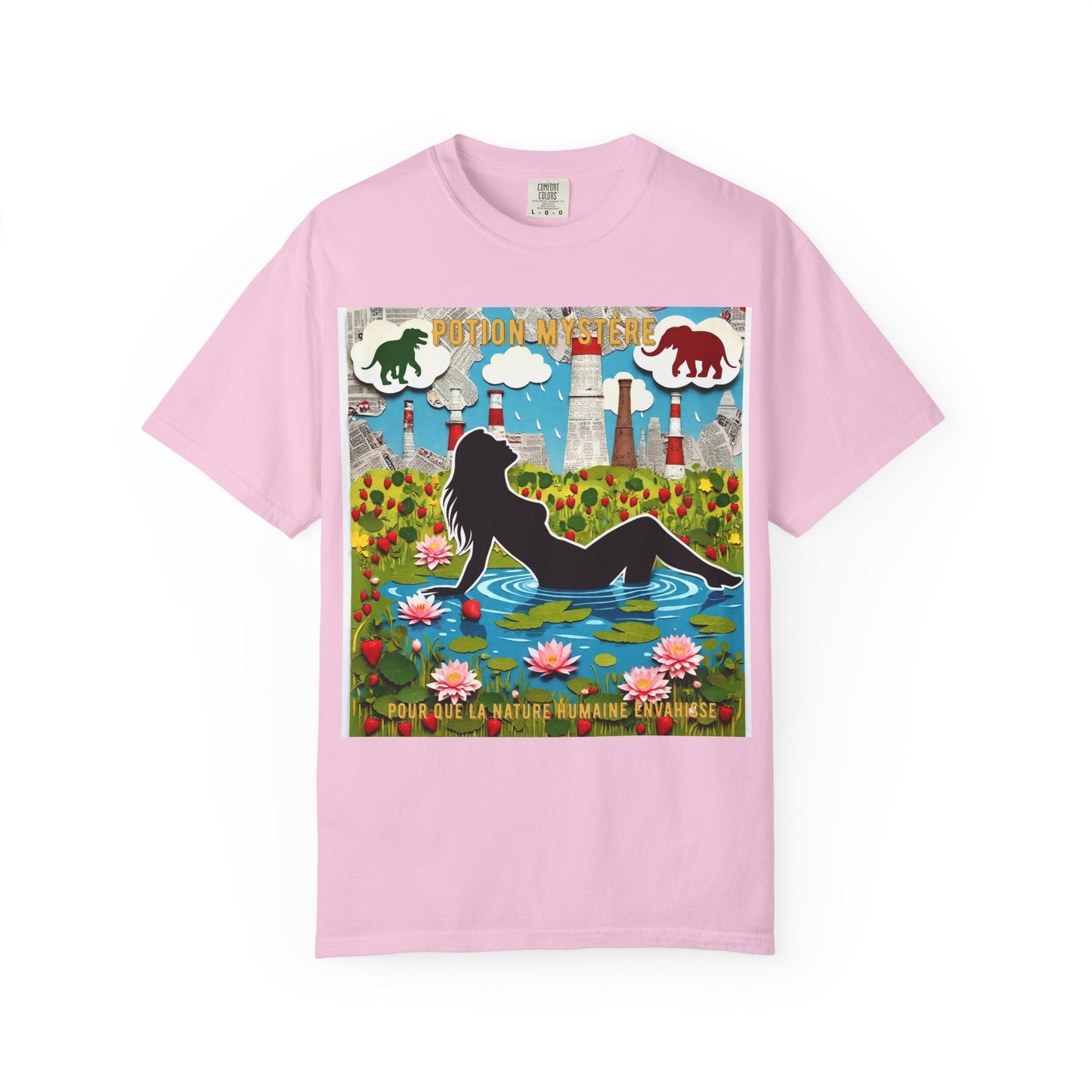 'Pour Que La Nature Humaine Envahisse' par Potion Mystère, Nature-Inspired Collage Unisex T-Shirt, Eco-Friendly Tee, Vibrant Graphic Tee, Relaxed Fit Shirt, Summer Casual Wear, Gift for Nature Lovers, Grebo Rock