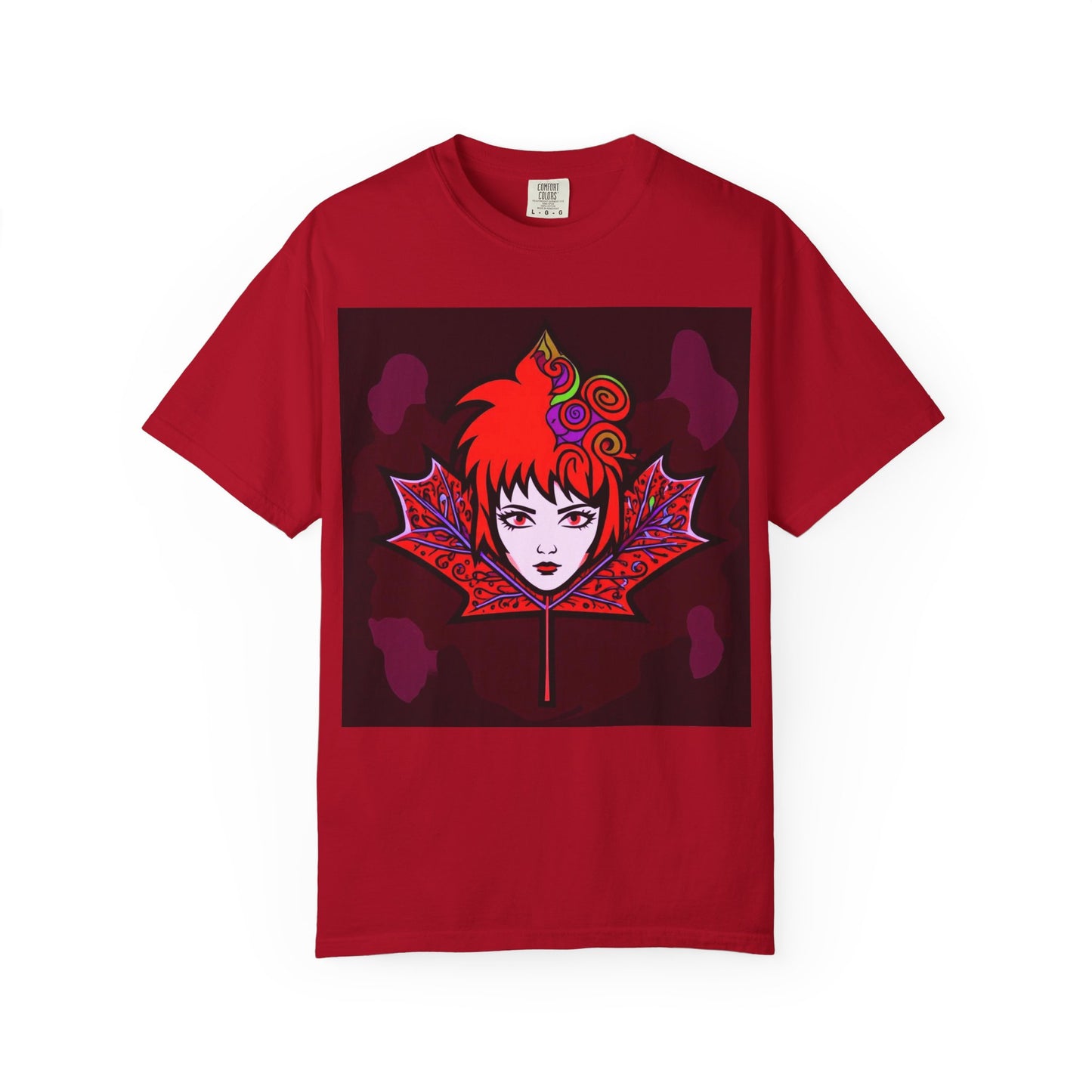Emily The Maple Leaf Vibrant Art T-Shirt, Bohemian Graphic Tee, Unique Artwear, Gift for Art Lovers, Festival Clothing, Unisex Fashion, Canadian Patriots