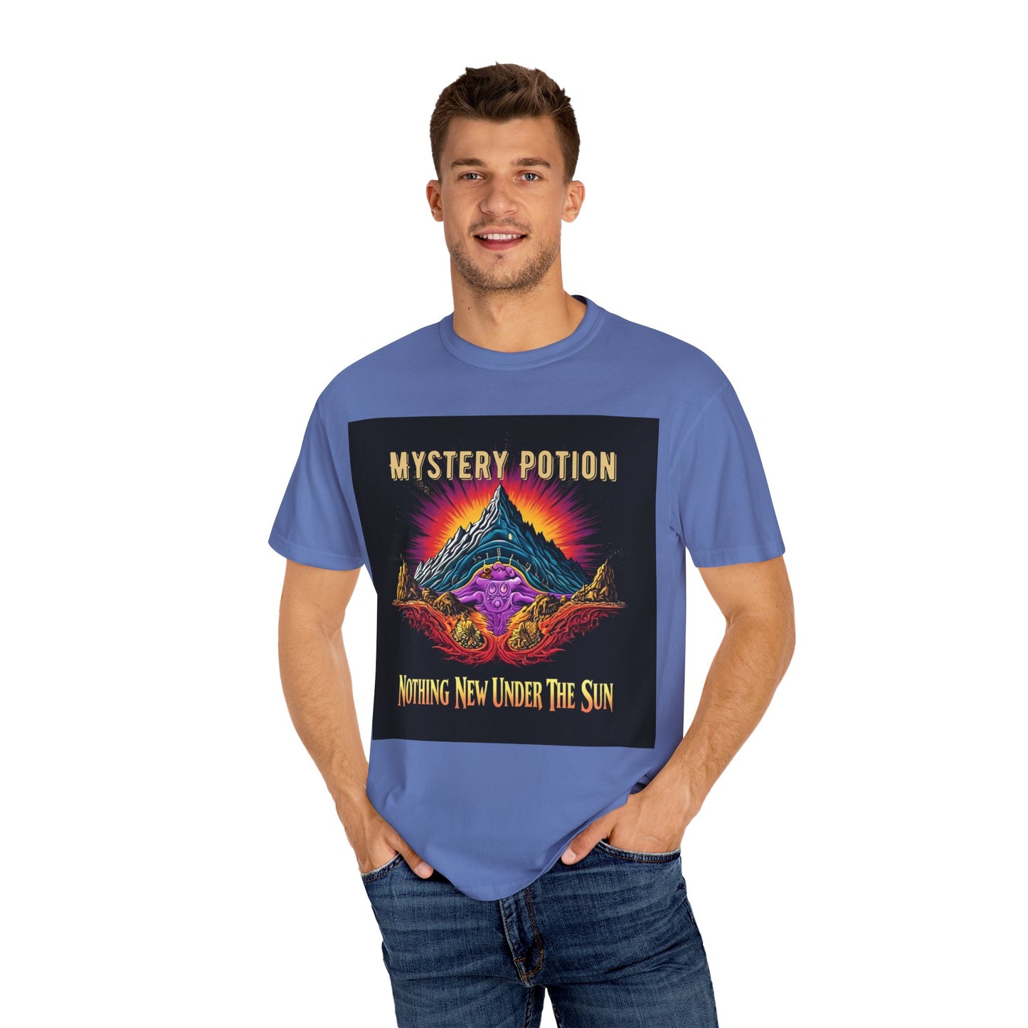 Mystical Graphic T-Shirt, "Nothing New Under The Sun" Vintage Aura Tee, Unisex Casual Wear, Unique Gift for Nature Lovers, Festival Essentials, Eco-Friendly Fashion